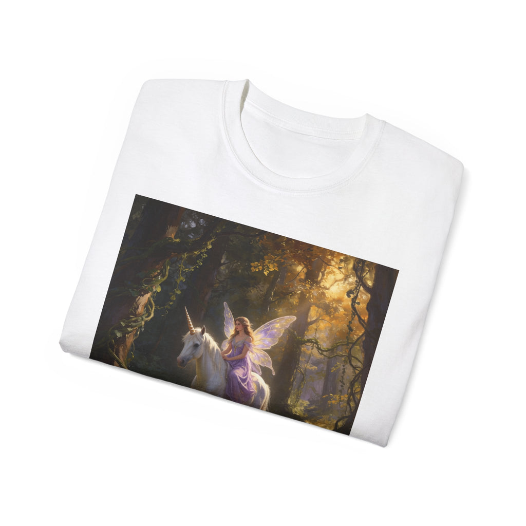 Magical Fairy/Unicorn Forest CottonTee — Fantasy Unicorn Shirt for Kids & Adults
