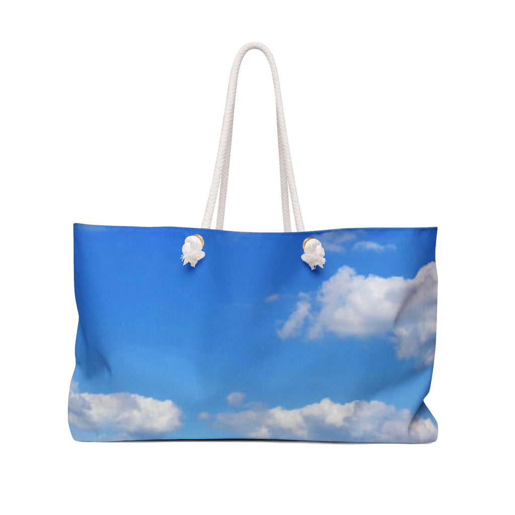 Sky & Sunflower Weekender Bag — Large Travel Tote with Cloud and Sunflower Print