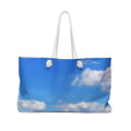 Sky & Sunflower Weekender Bag — Large Travel Tote with Cloud and Sunflower Print