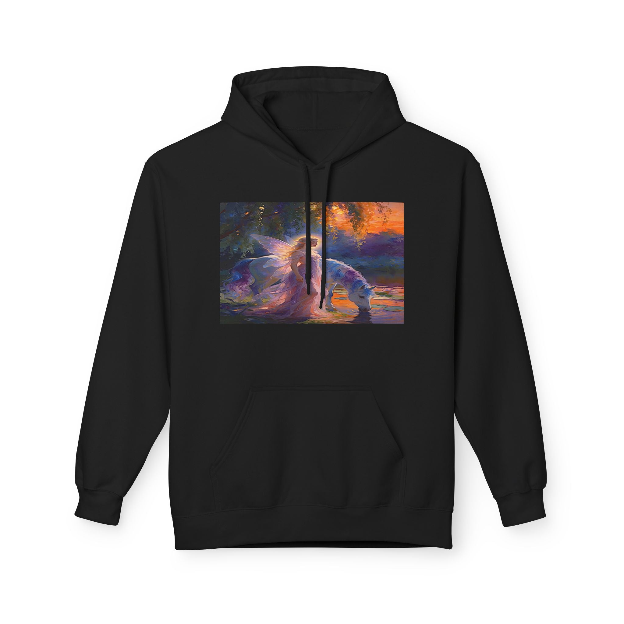 Unicorn Fairy Cotton Hoodie — Cosmic Cat Art Pullover
