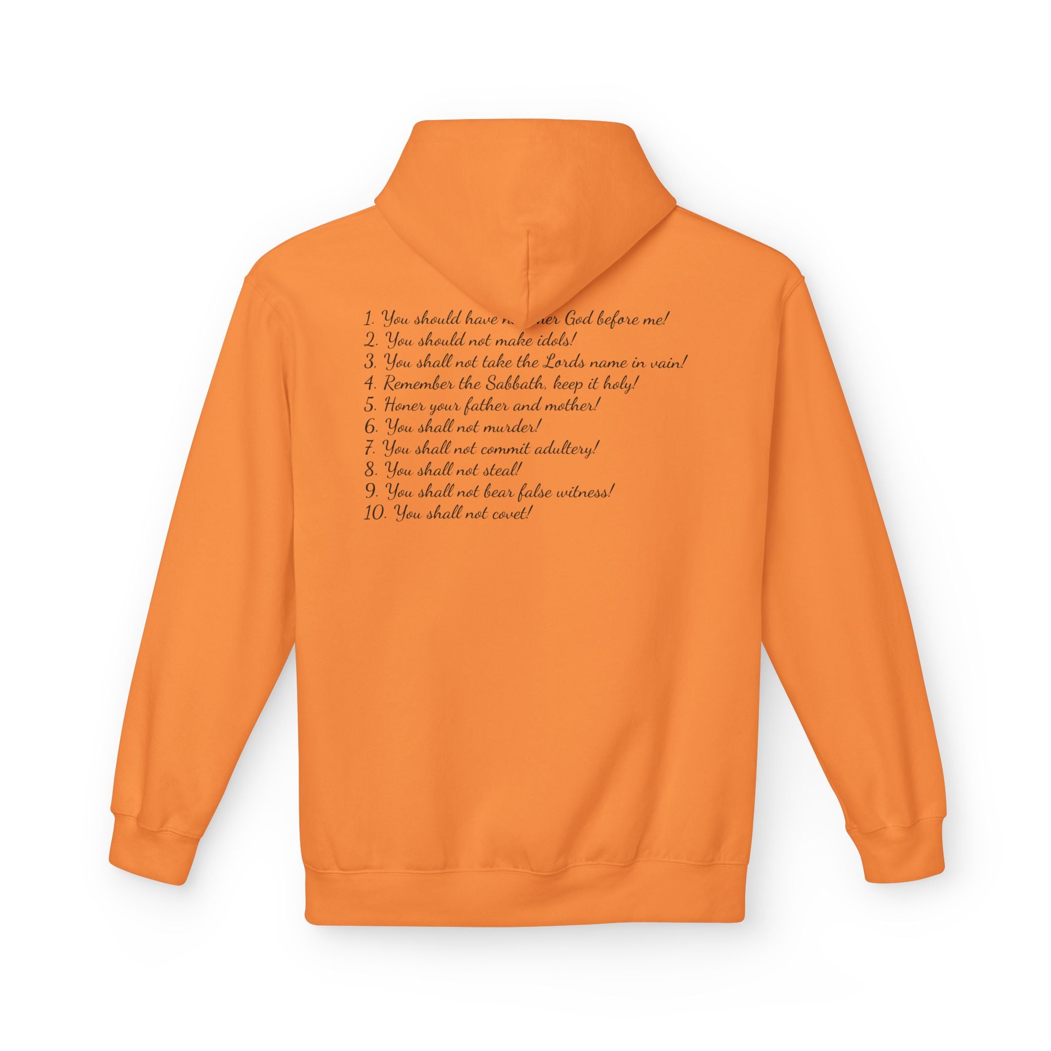 "The 10 Commandments" Script List Back Print Christian Faith Pullover