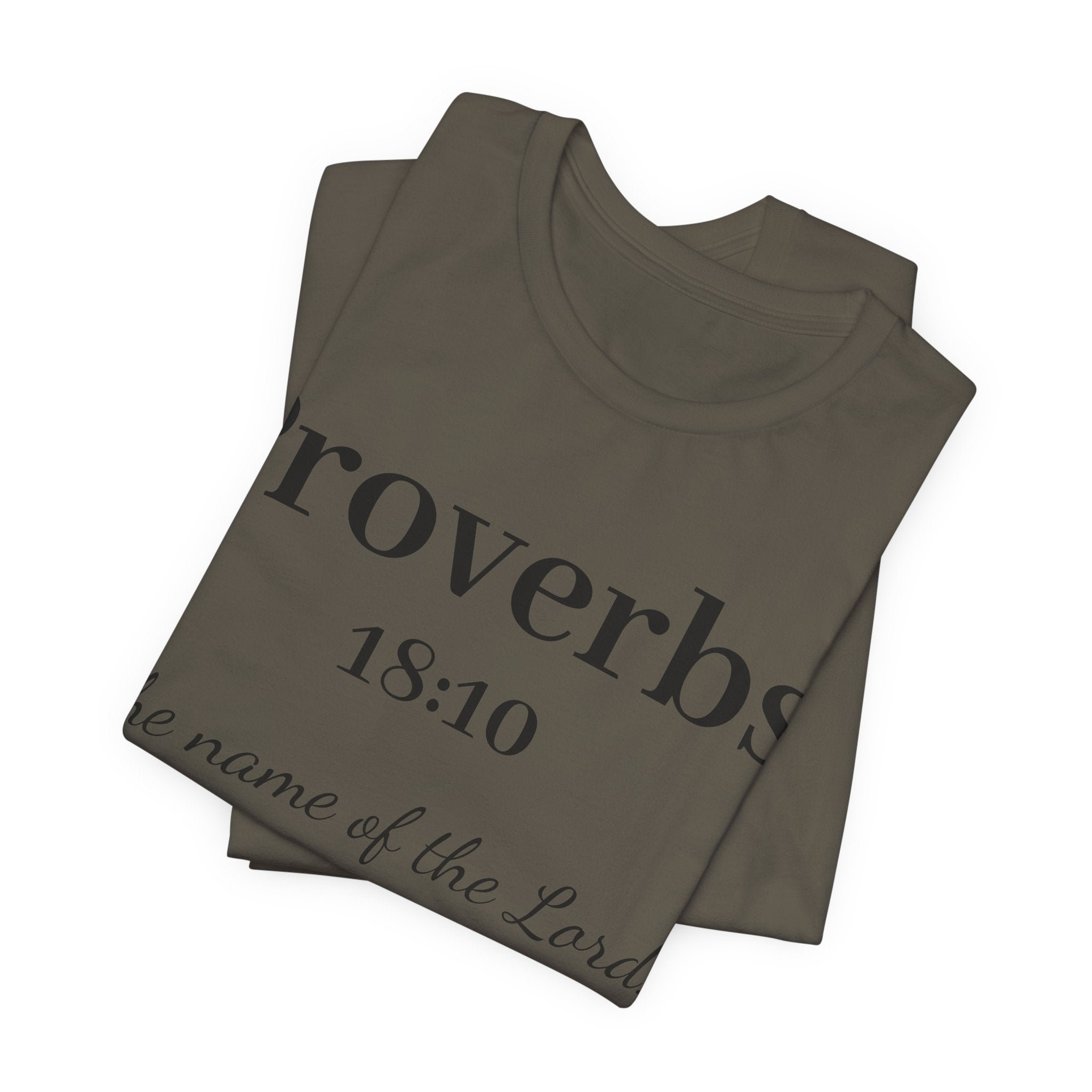 Proverbs 18:10 T-Shirt — "The Name of the Lord" Christian Faith Tee