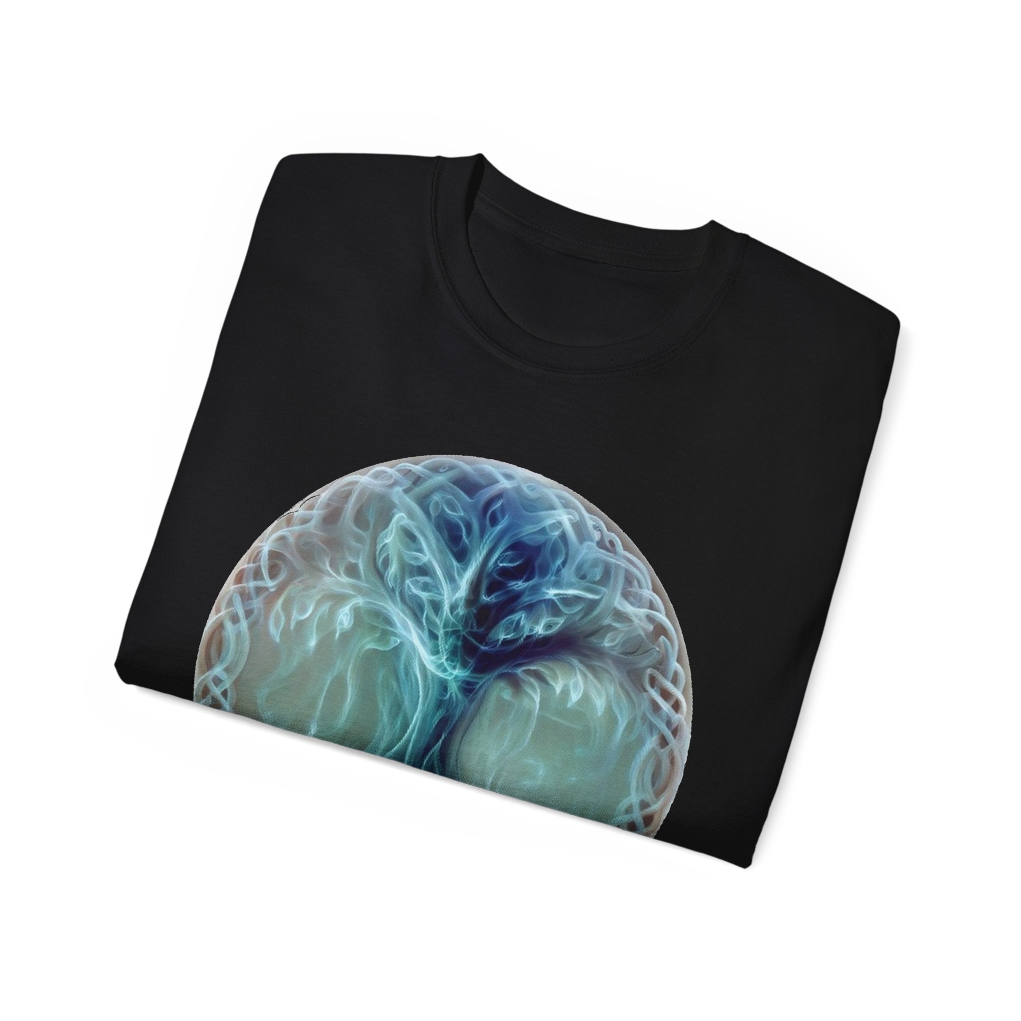 Tree of Life Cotton T-Shirt — Mystical Blue Celtic Circle Design