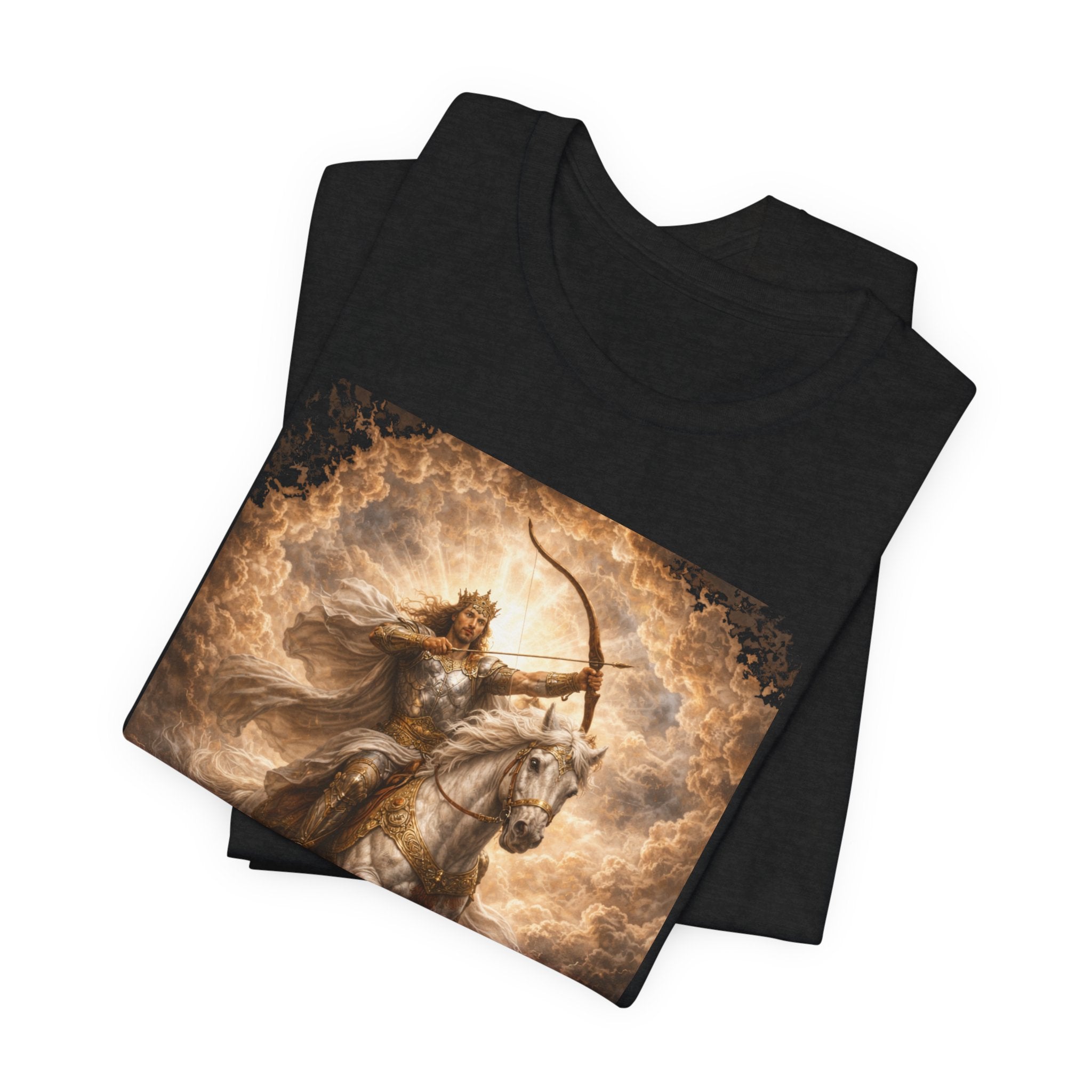 The white horse from Revelation 6:1-2! T‑Shirt — "Conquer" Warrior Archer Graphic Tee