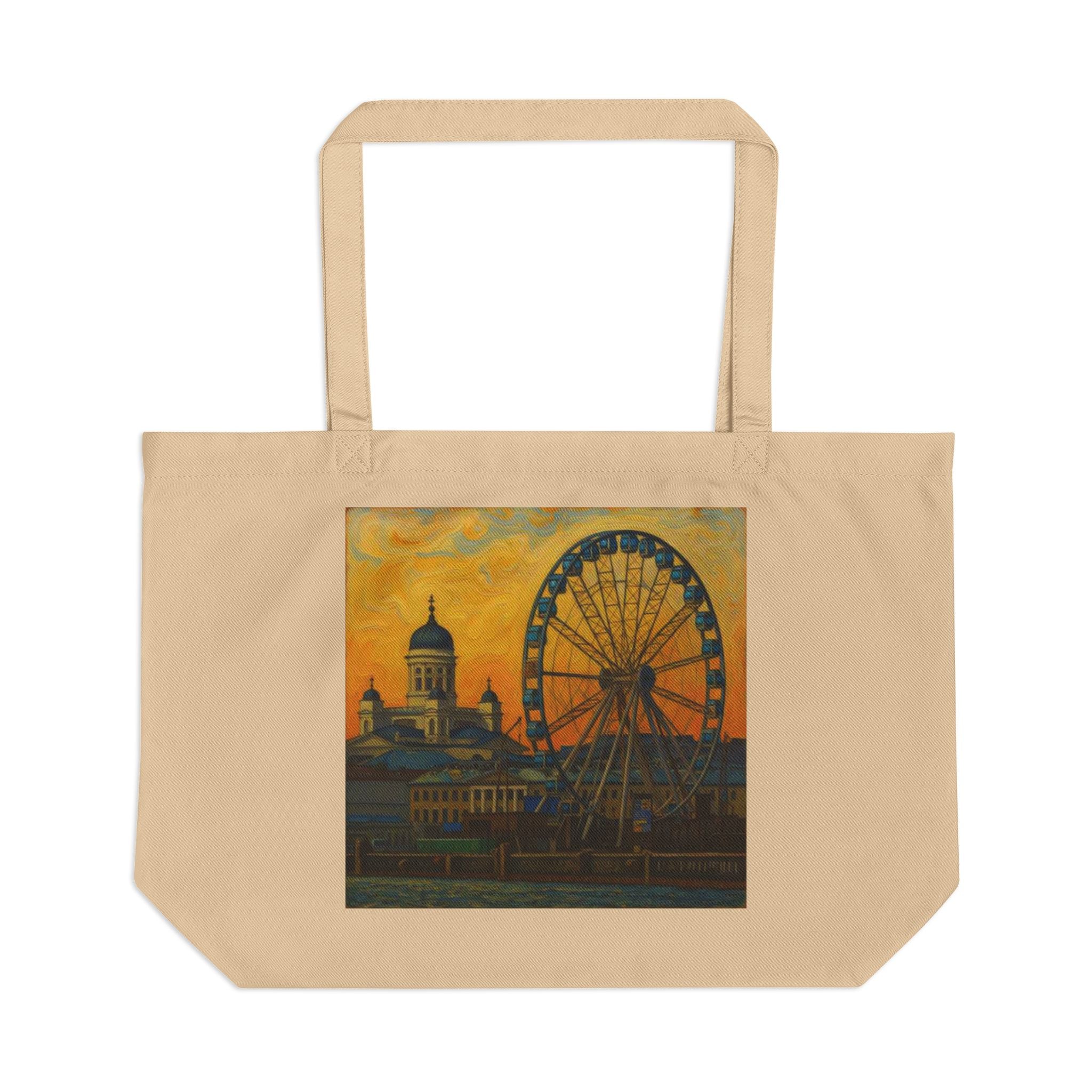 Sunset Ferris Wheel Canvas Tote – Large Eco Beach & Market Bag