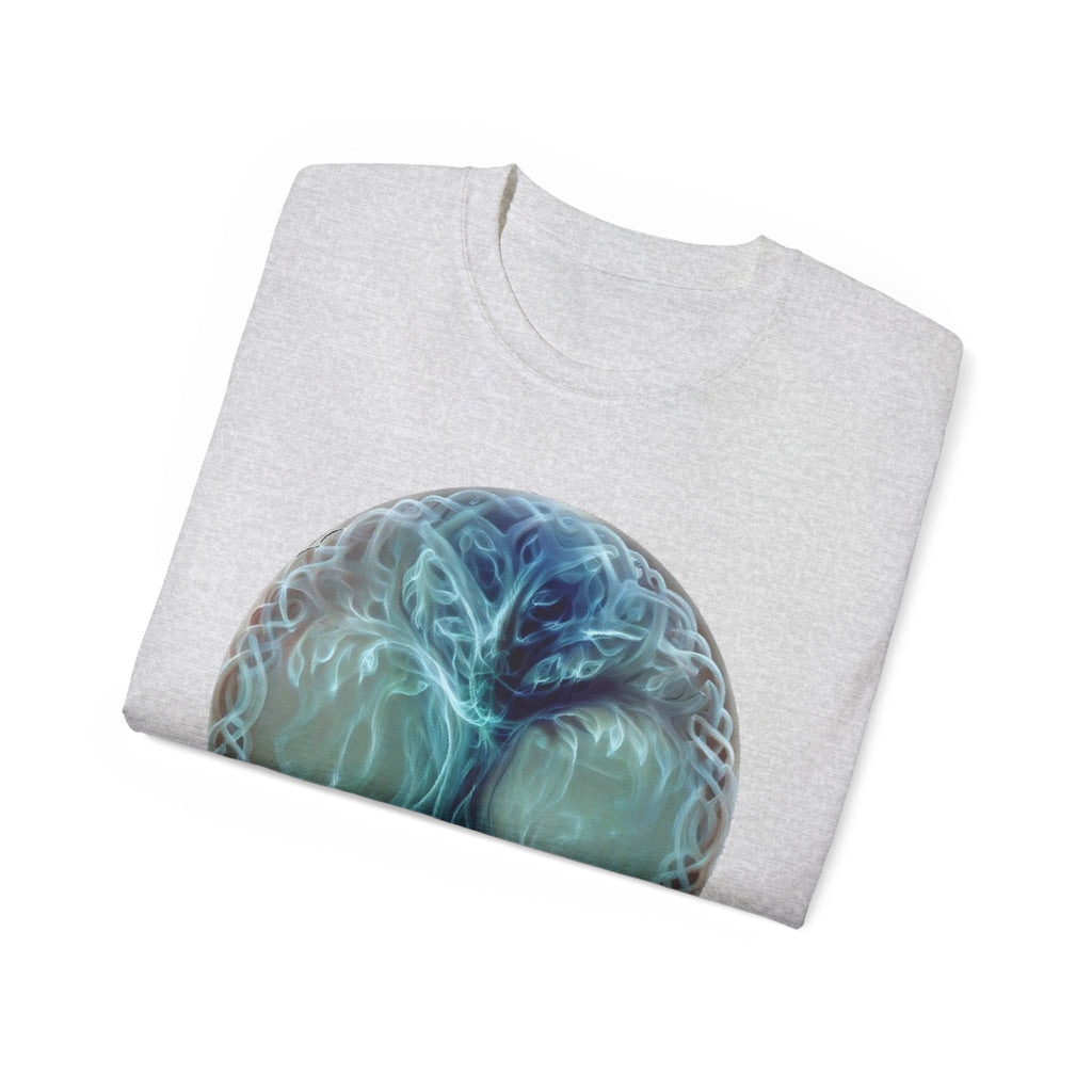 Tree of Life Cotton T-Shirt — Mystical Blue Celtic Circle Design