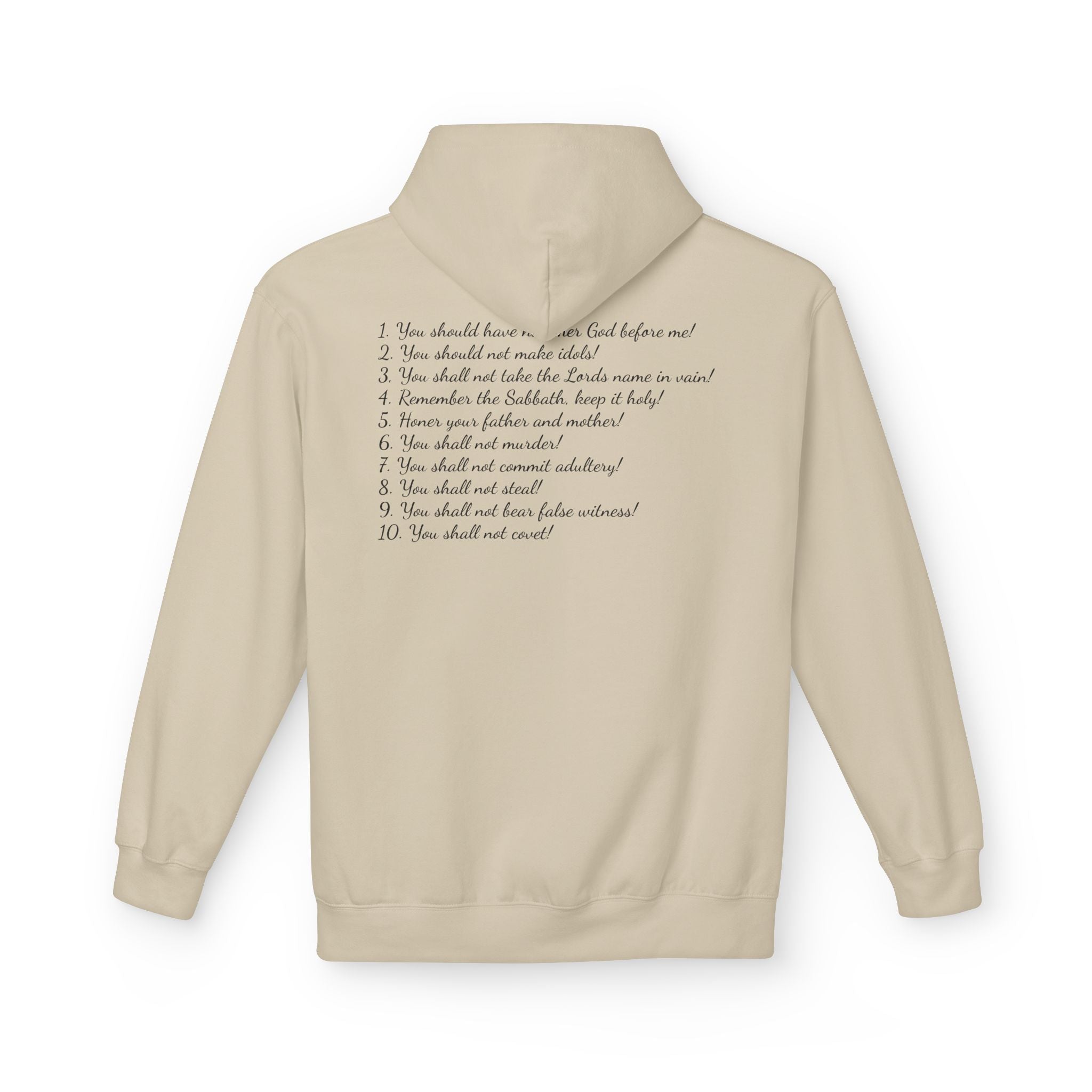 "The 10 Commandments" Script List Back Print Christian Faith Pullover