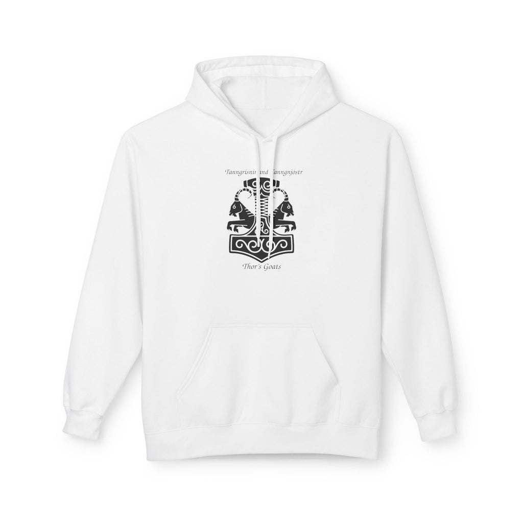 Tanngrisnir and Tanngnjóstr Thors Goats-Viking Shield Rune Hoodie — Norse Crest Graphic Pullover