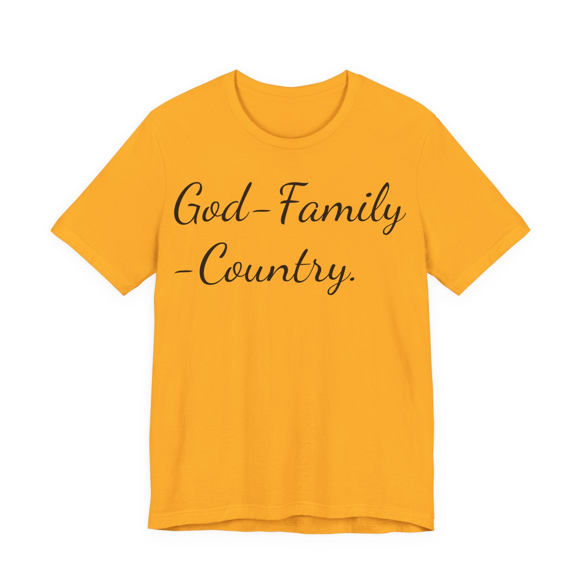 God · Family · Country Script Tee — Patriotic Christian Short Sleeve Shirt
