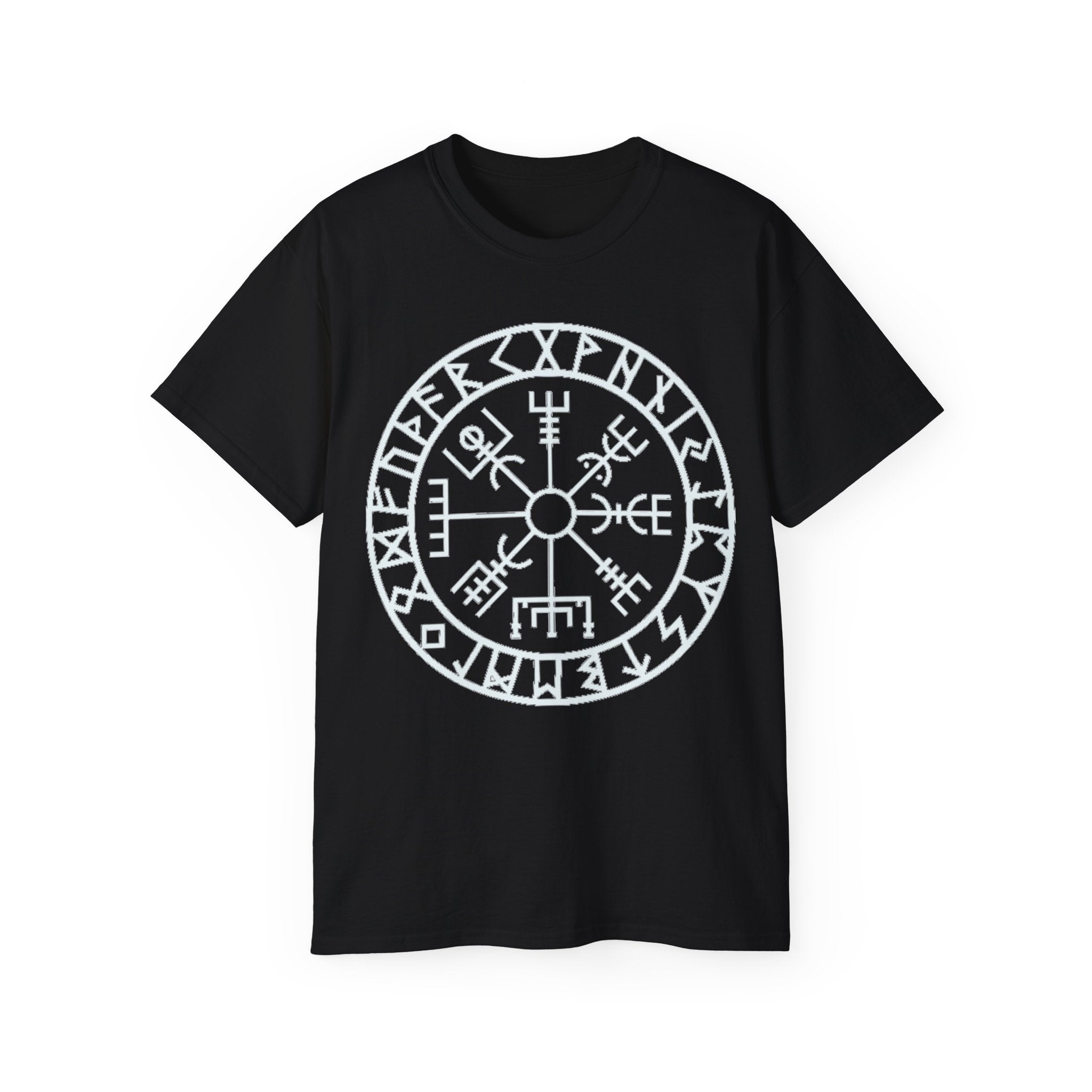Vegvisir Viking Compass Cotton T-Shirt — Norse Rune Protection Tee