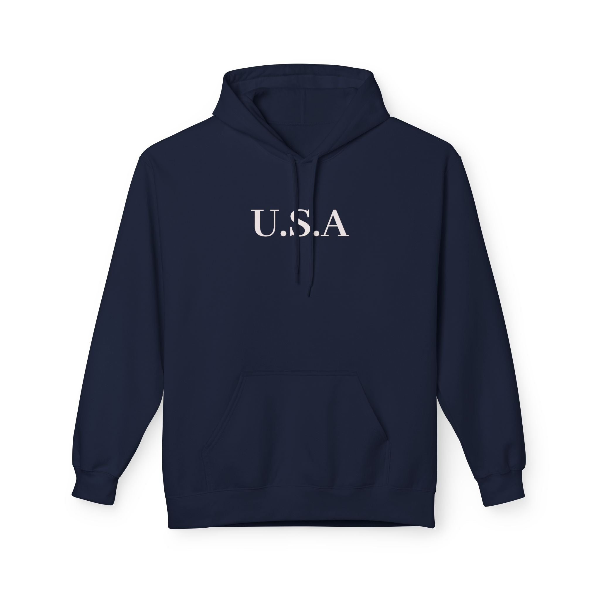 USA Minimalist Hoodie — Classic Patriotic Fleece Pullover