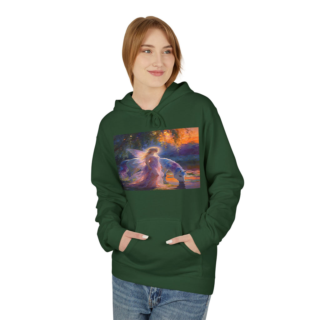 Unicorn Fairy Cotton Hoodie — Cosmic Cat Art Pullover