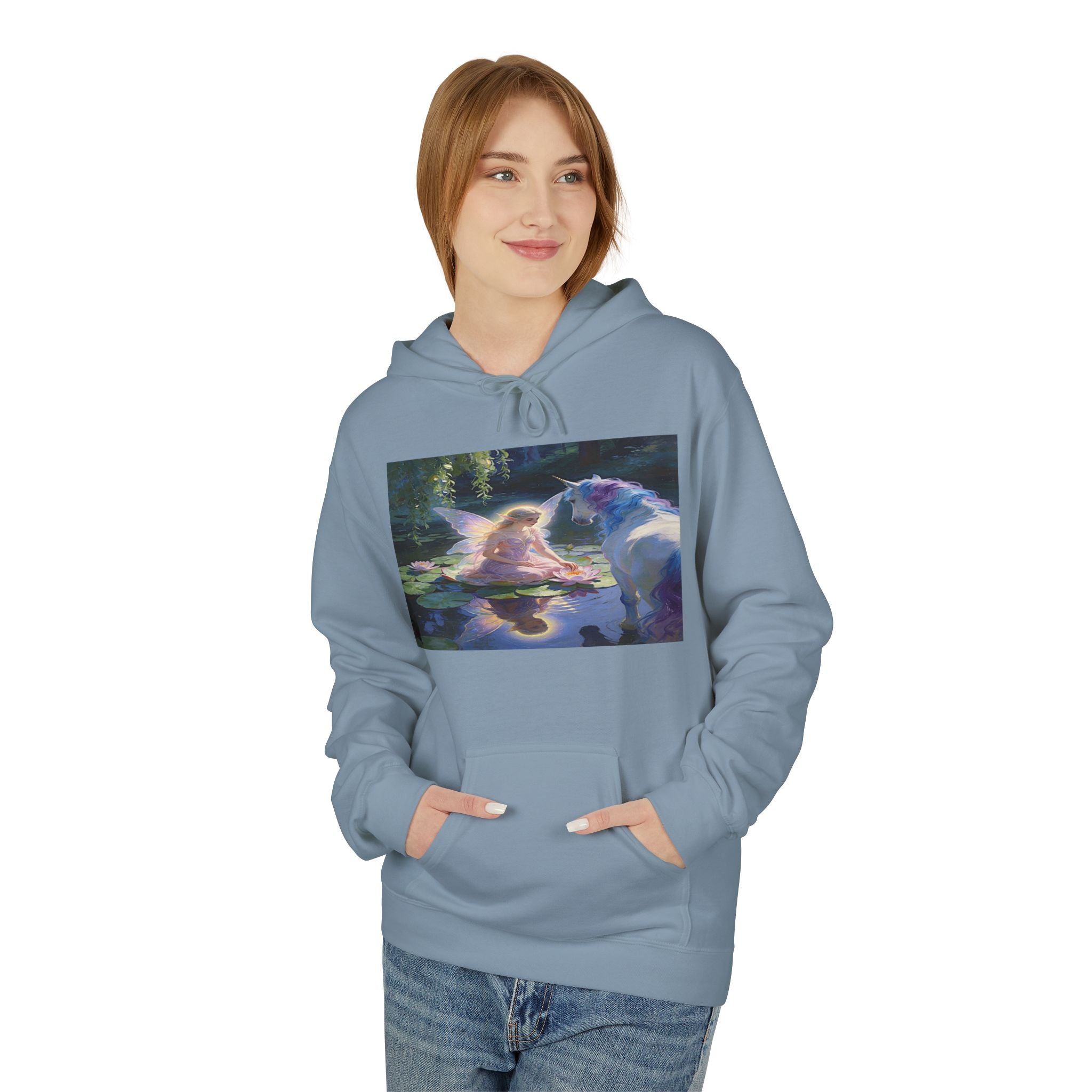 Unicorn and Fairy Cotton Hoodie — Abstract Galaxy Flower Print Pullover