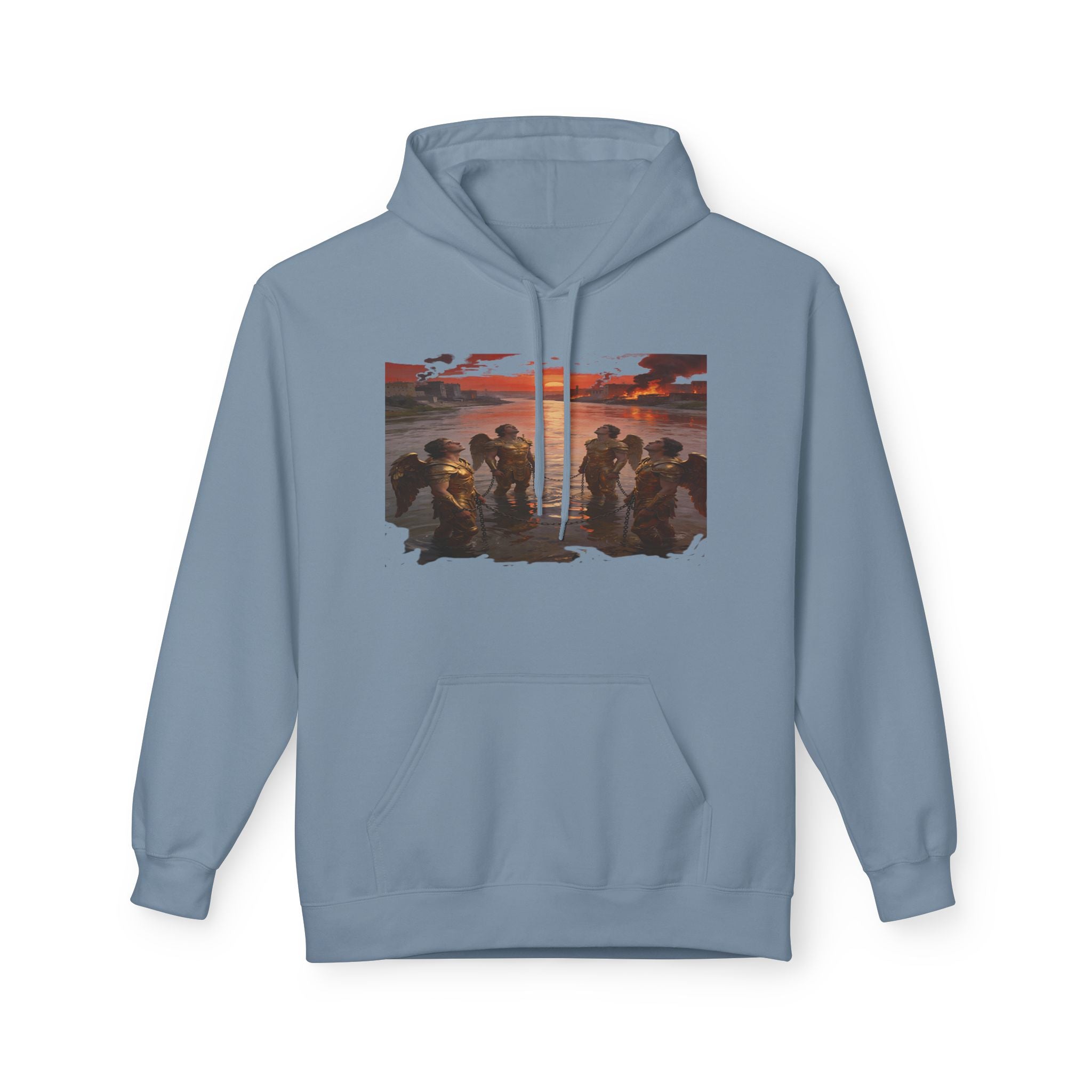 Revelation 9 reveals four fallen angels bound in the Euphrates River- Hoodie — Graphic