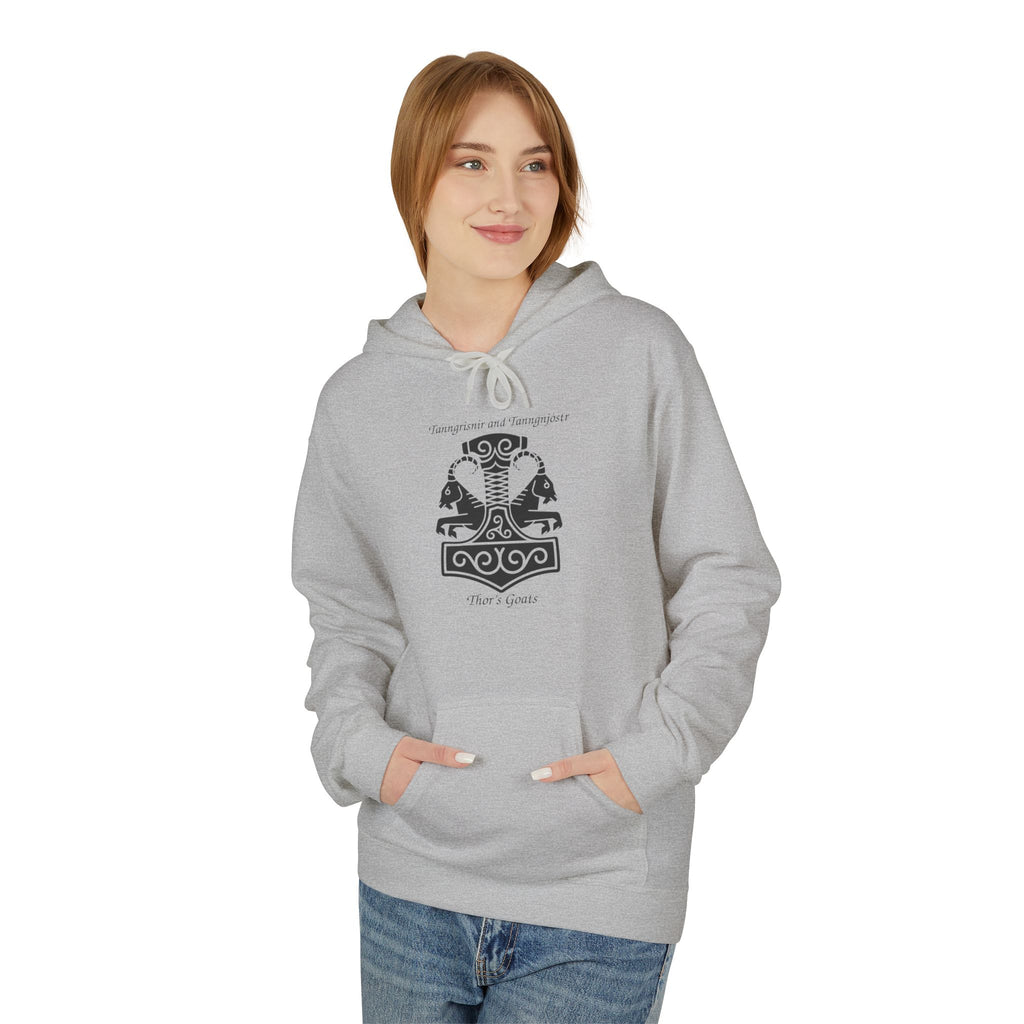 Tanngrisnir and Tanngnjóstr Thors Goats-Viking Shield Rune Hoodie — Norse Crest Graphic Pullover