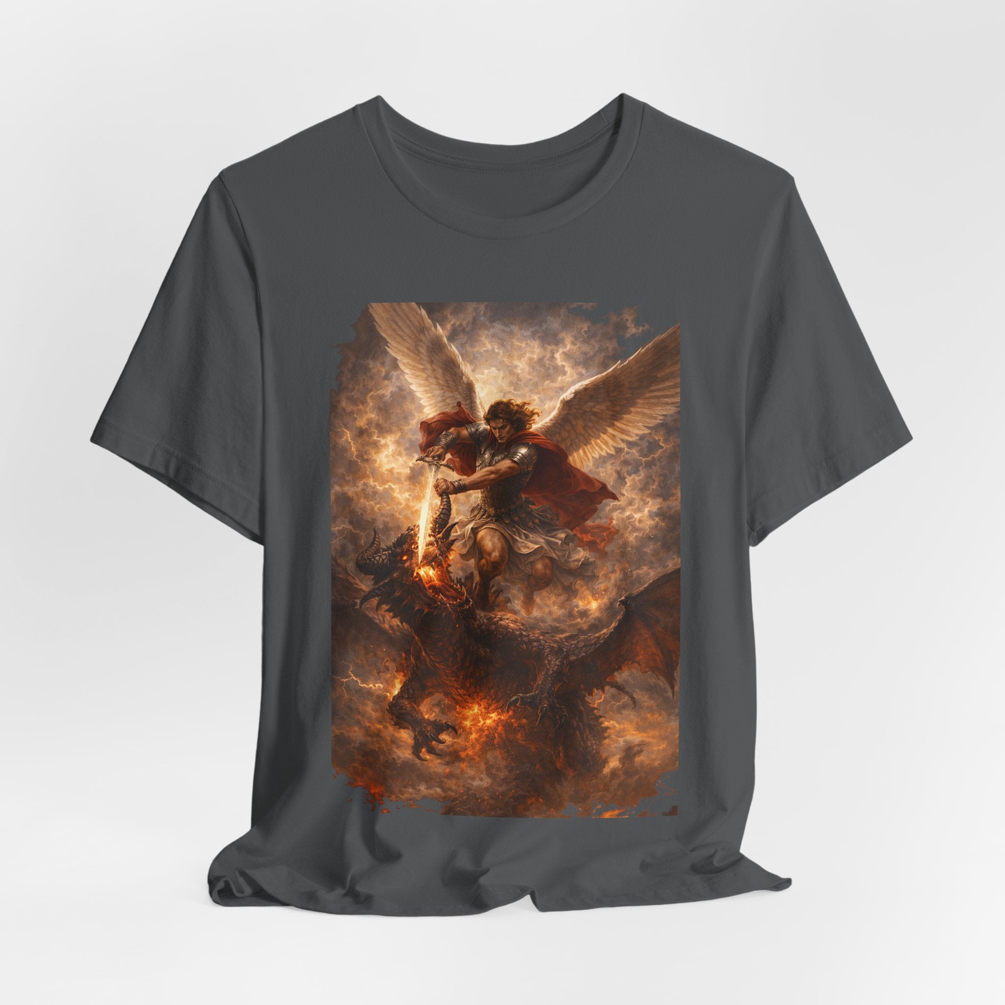 Michael and his angels fought against the dragon Revelation 12:7 Tee — Spiritual Battle Winged Art T-Shirt