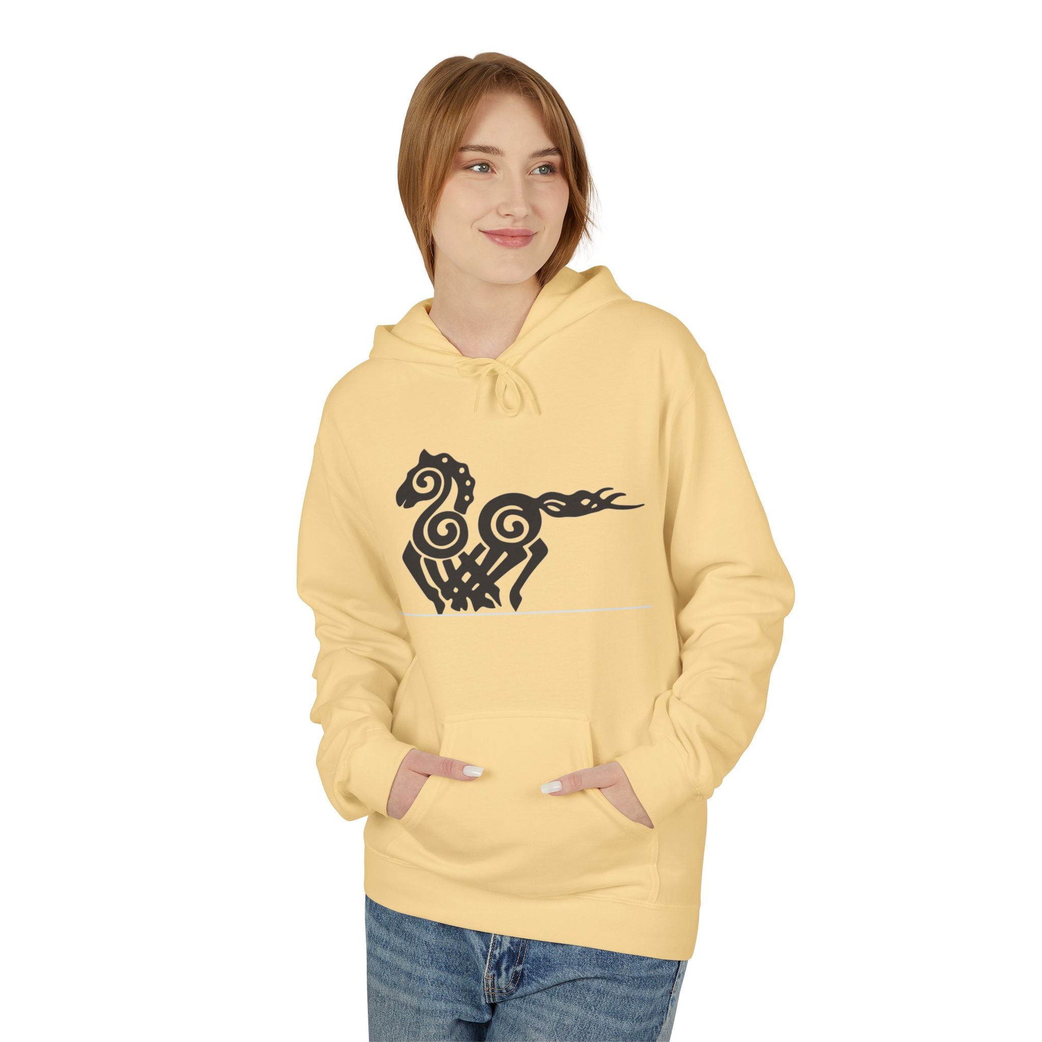 Viking Horse Tribal Hoodie — Nordic Norse Rune Stallion Design