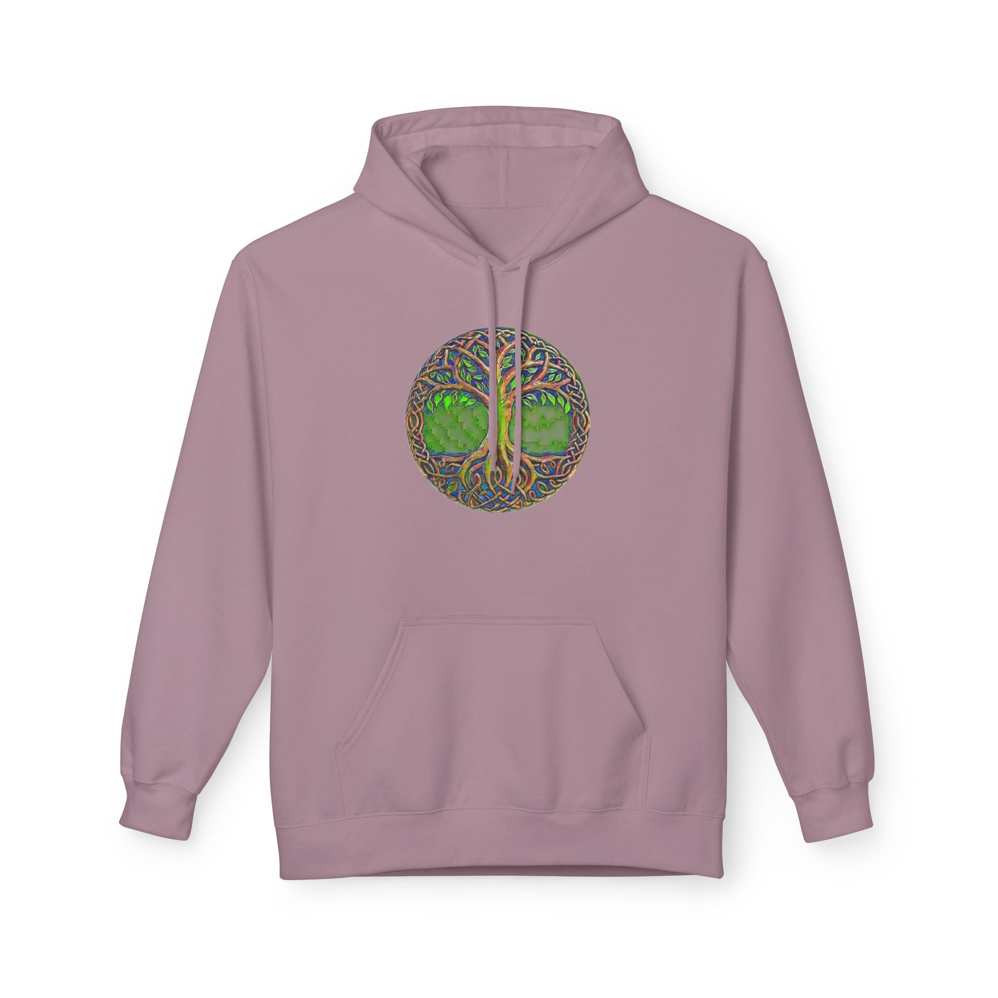 Yggdrasil, the Tree of Life Cotton Hoodie — Green Nature Mandala Pullover