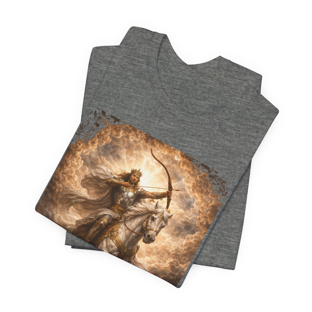 The white horse from Revelation 6:1-2! T‑Shirt — "Conquer" Warrior Archer Graphic Tee