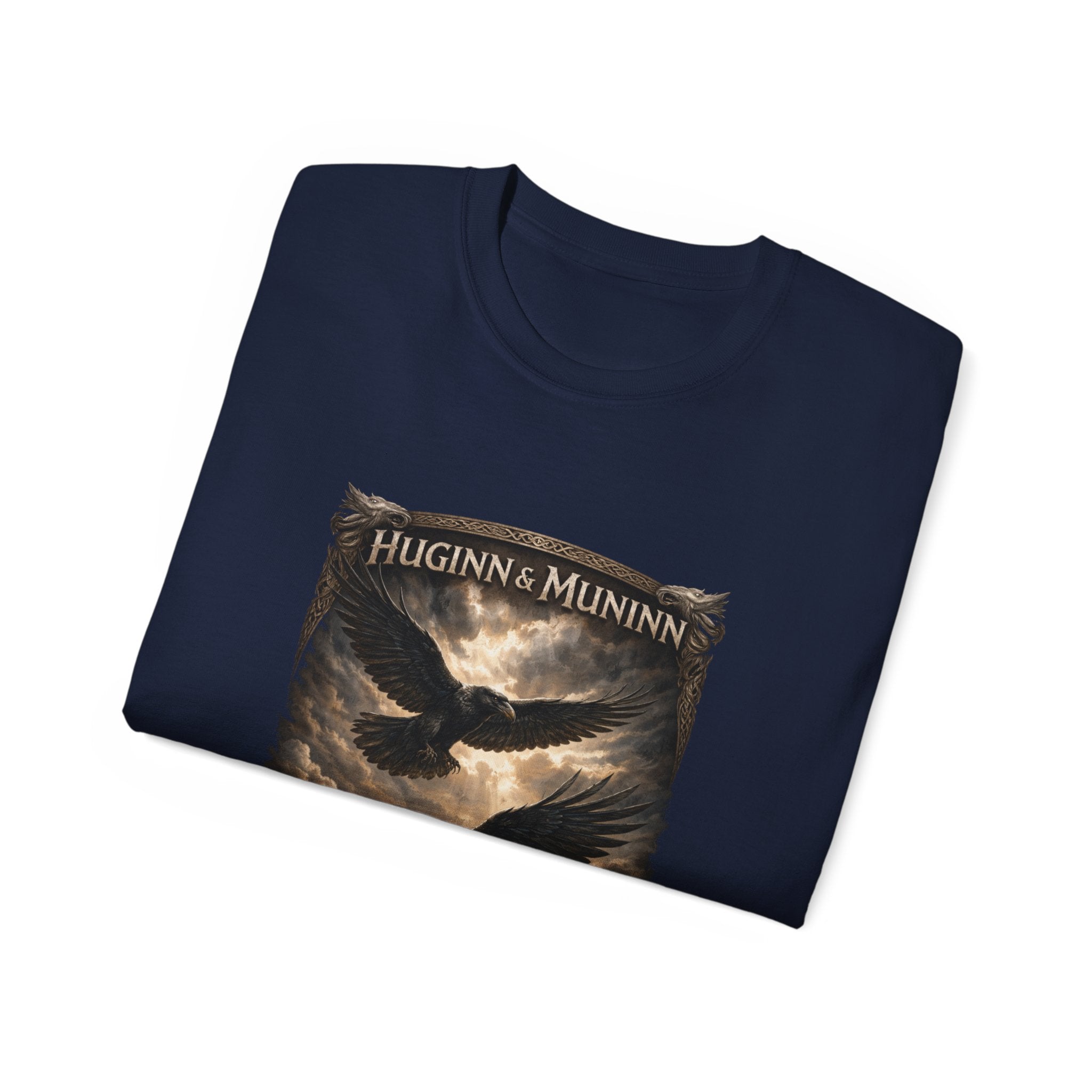 Huginn and Muninn,  are two ravens in Norse mythology who are helping spirits of the god Odin- Cotton Tee