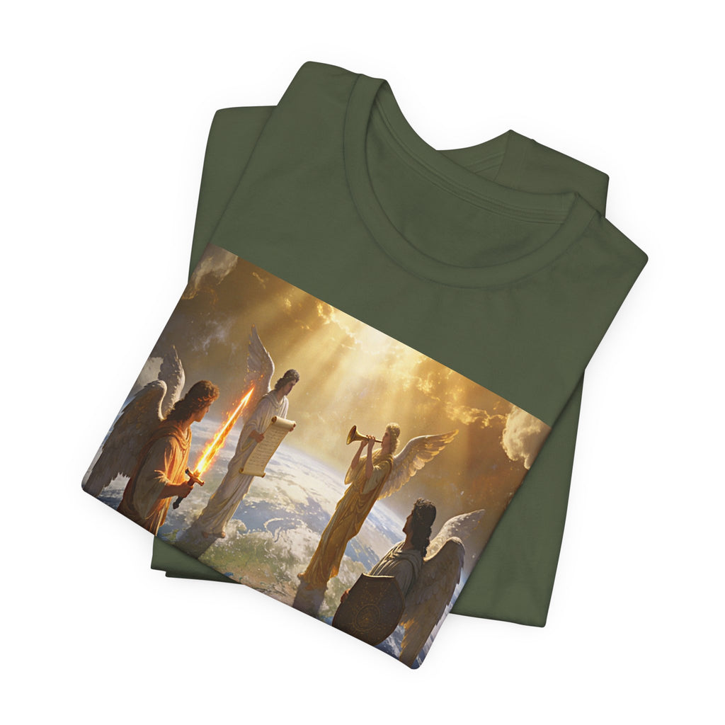 Christian Angel Choir T‑Shirt – Heavenly Worship Scene Tee Revelation 7:1-3