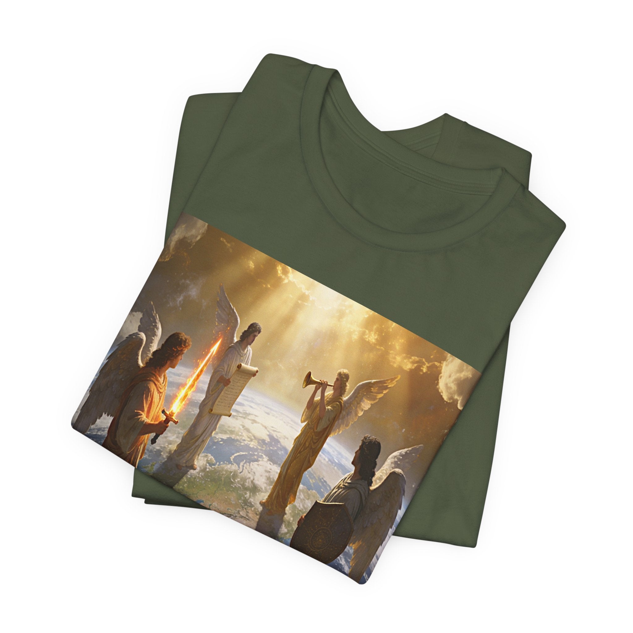 Christian Angel Choir T‑Shirt – Heavenly Worship Scene Tee Revelation 7:1-3