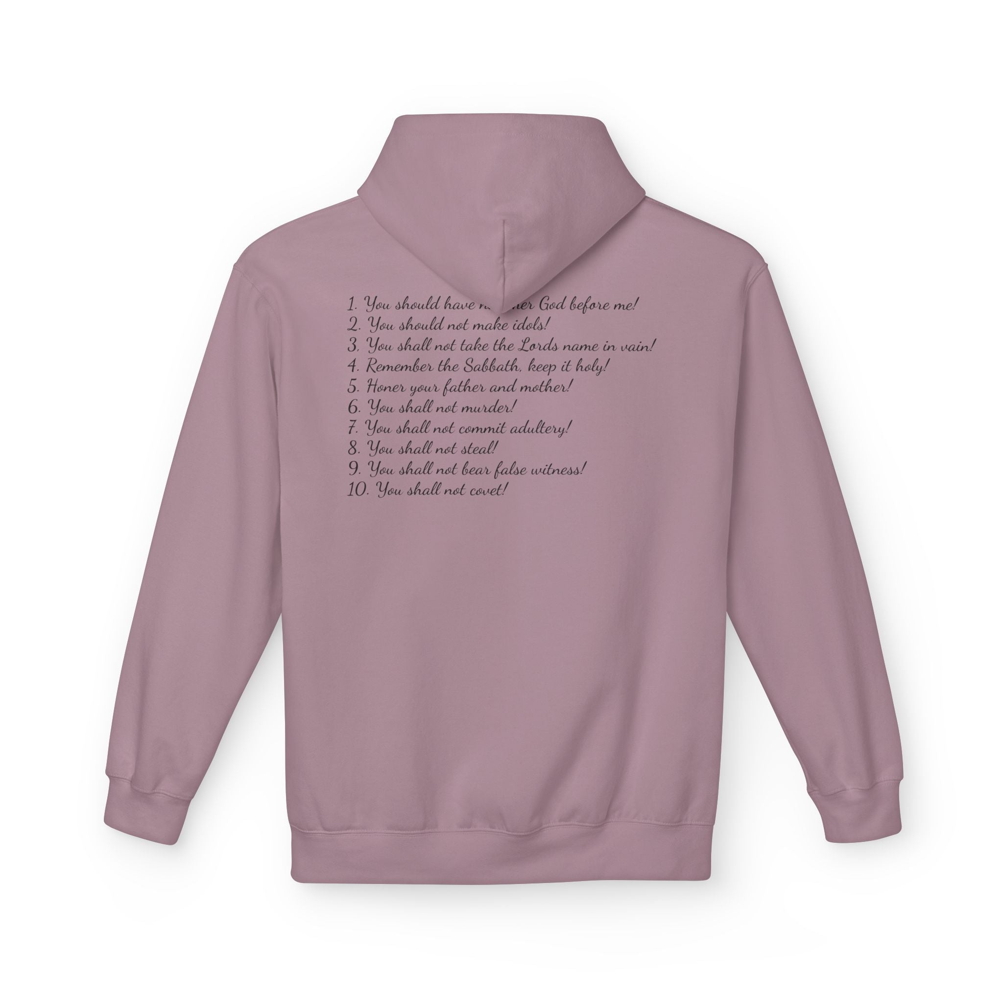 "The 10 Commandments" Script List Back Print Christian Faith Pullover