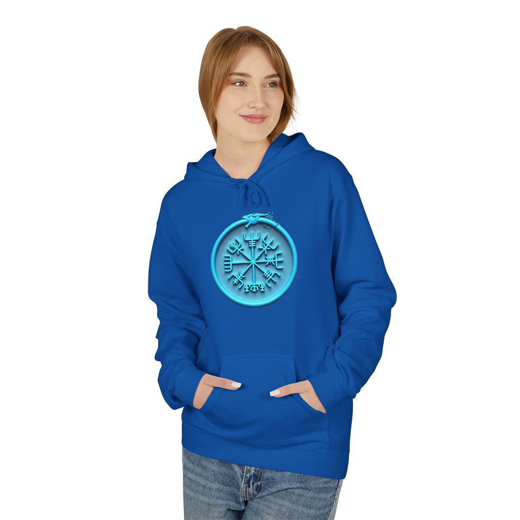 The Serpent – Jörmungandr, Blue Neon Rune Hoodie — Mystical Sigil Graphic Sweatshirt