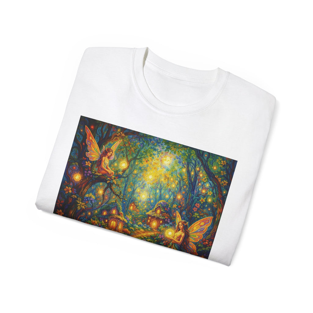 Fairy Forest Cotton T-Shirt — Enchanted Night Path Magic Tee