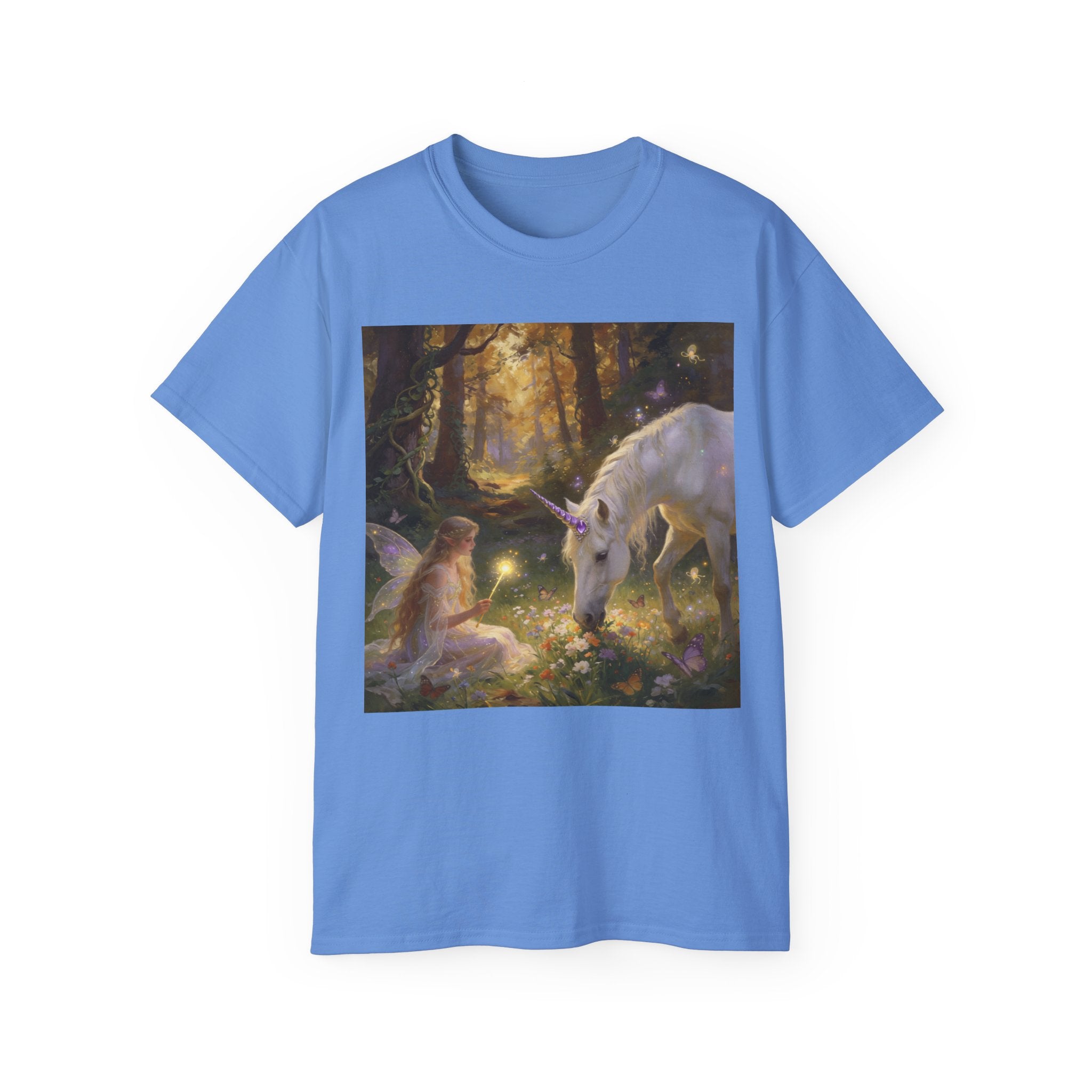 Unicorn & Fairy Forest Cotton T‑Shirt — Enchanted Woodland Magic Tee