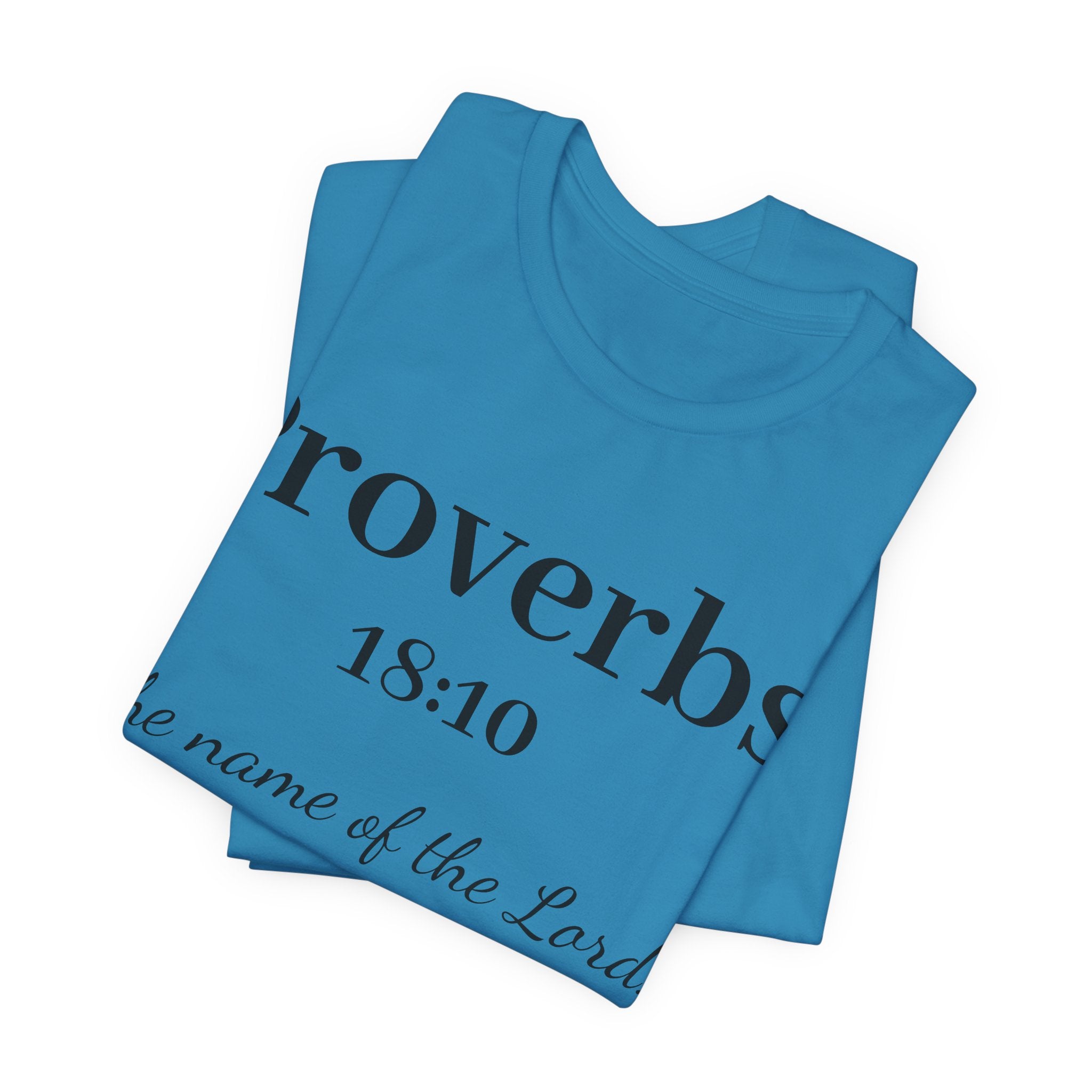 Proverbs 18:10 T-Shirt — "The Name of the Lord" Christian Faith Tee