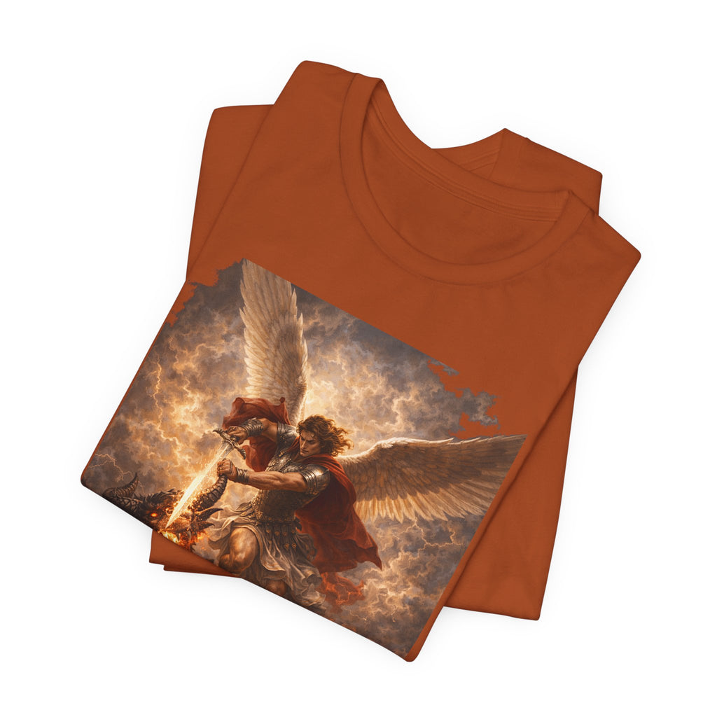 Michael and his angels fought against the dragon Revelation 12:7 Tee — Spiritual Battle Winged Art T-Shirt