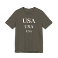 USA Repeat Text T‑Shirt — Patriotic Graphic Tee for 4th of July