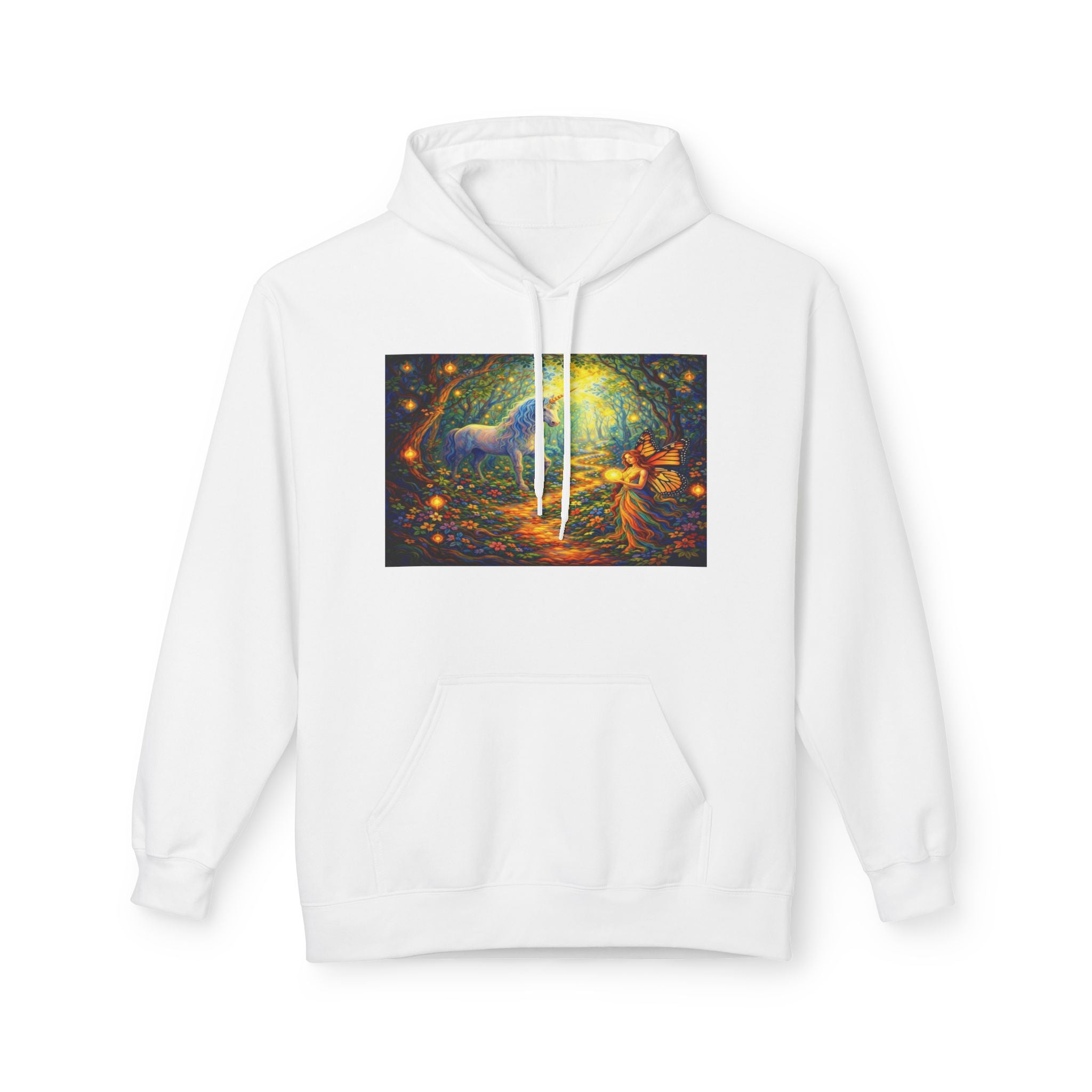 Unicorn Fairy cotton Hoodie — Surreal Planet & Stars Art Pullover