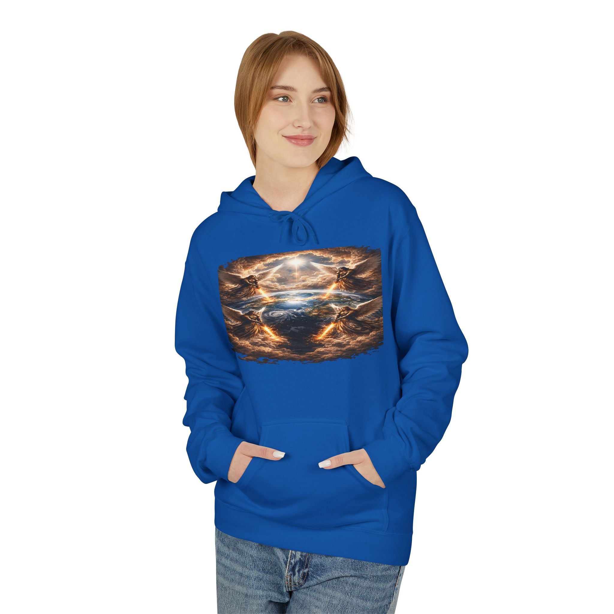 Revelation 7:1 The four Angels at the end of times-Jesus Christ retrun-Unisex Midweight Softstyle Fleece Hoodie