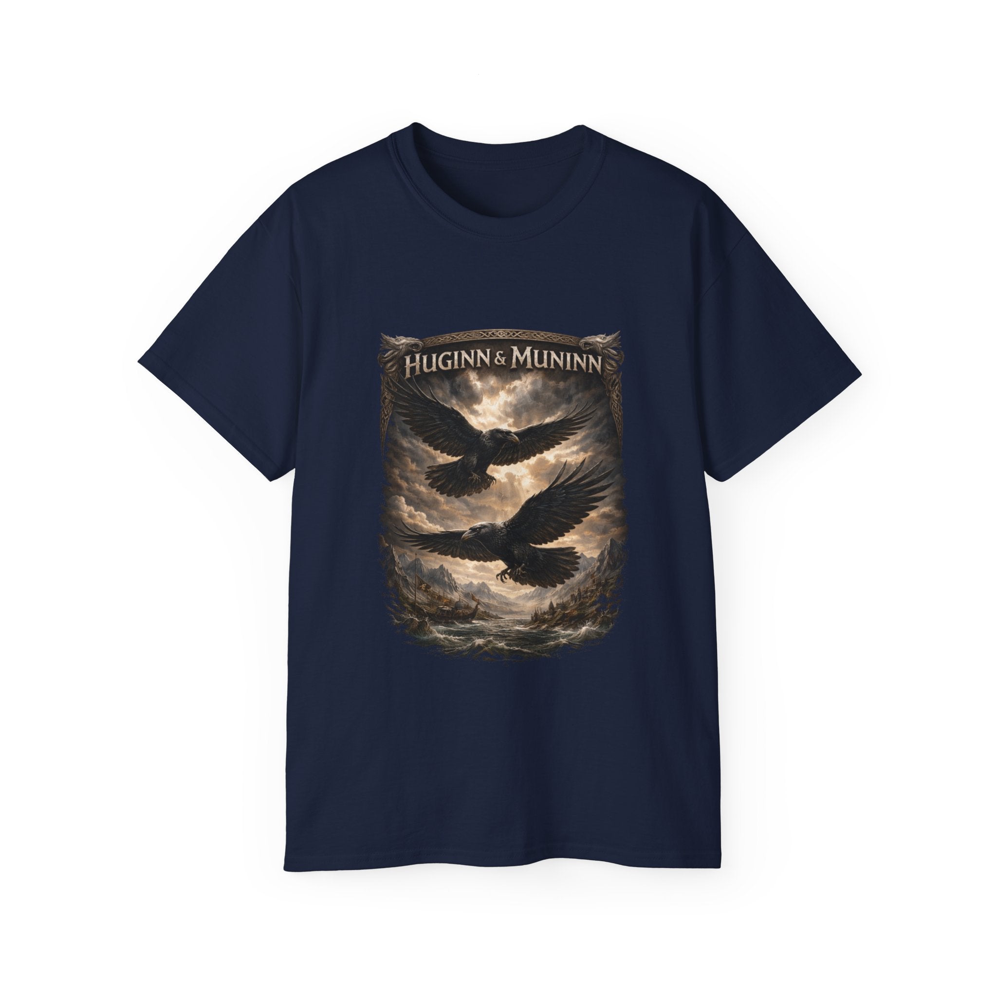 Huginn and Muninn,  are two ravens in Norse mythology who are helping spirits of the god Odin- Cotton Tee