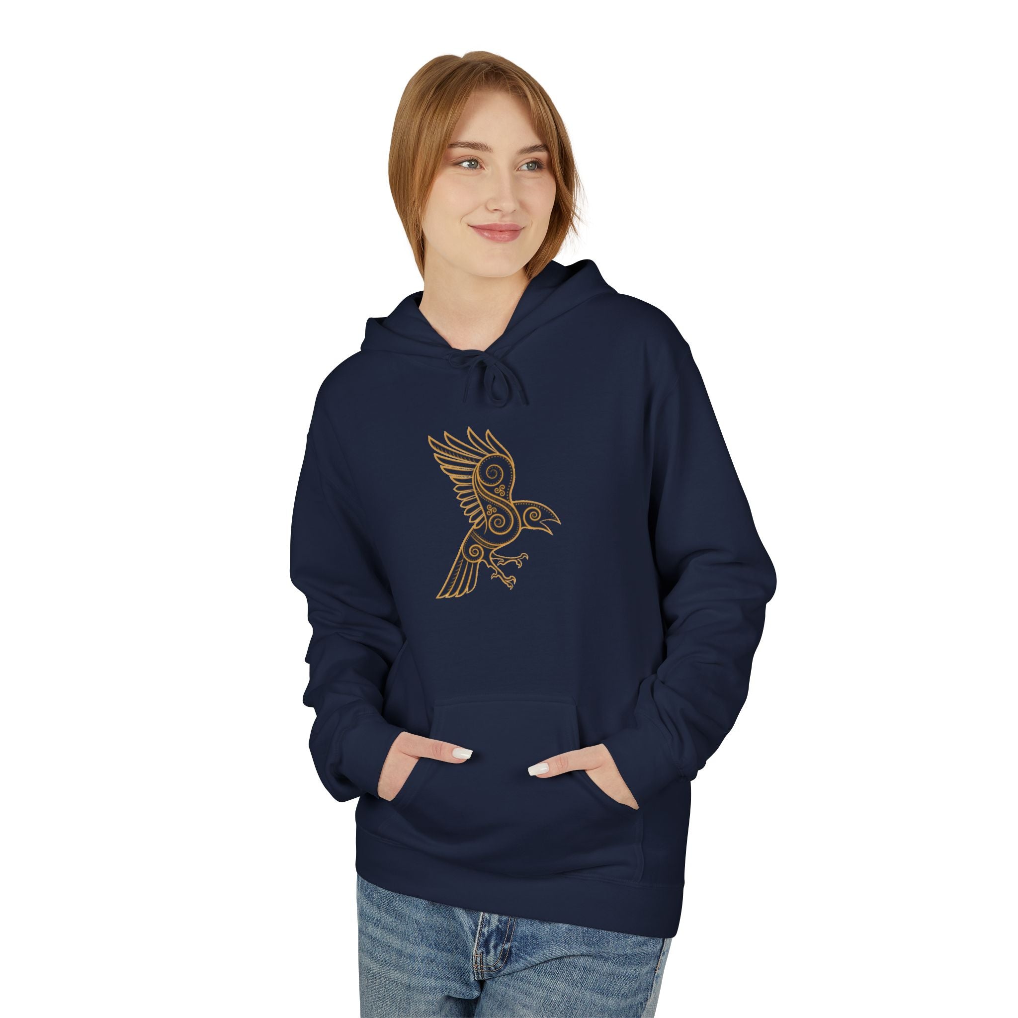 The Raven – Odin’s Messengers Viking Hoodie — Minimalist Line Art Bird