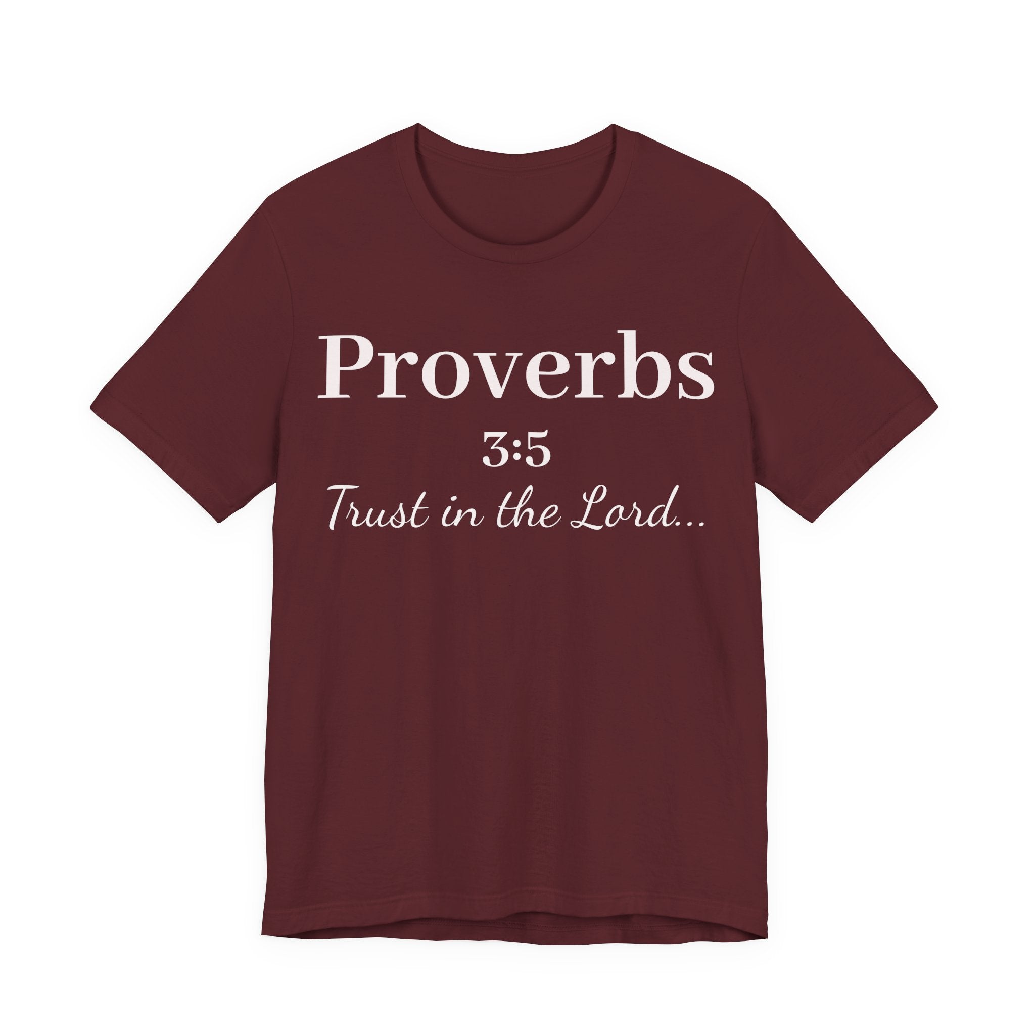 Proverbs 3:5 Tee — Minimal Christian Scripture Short Sleeve Shirt