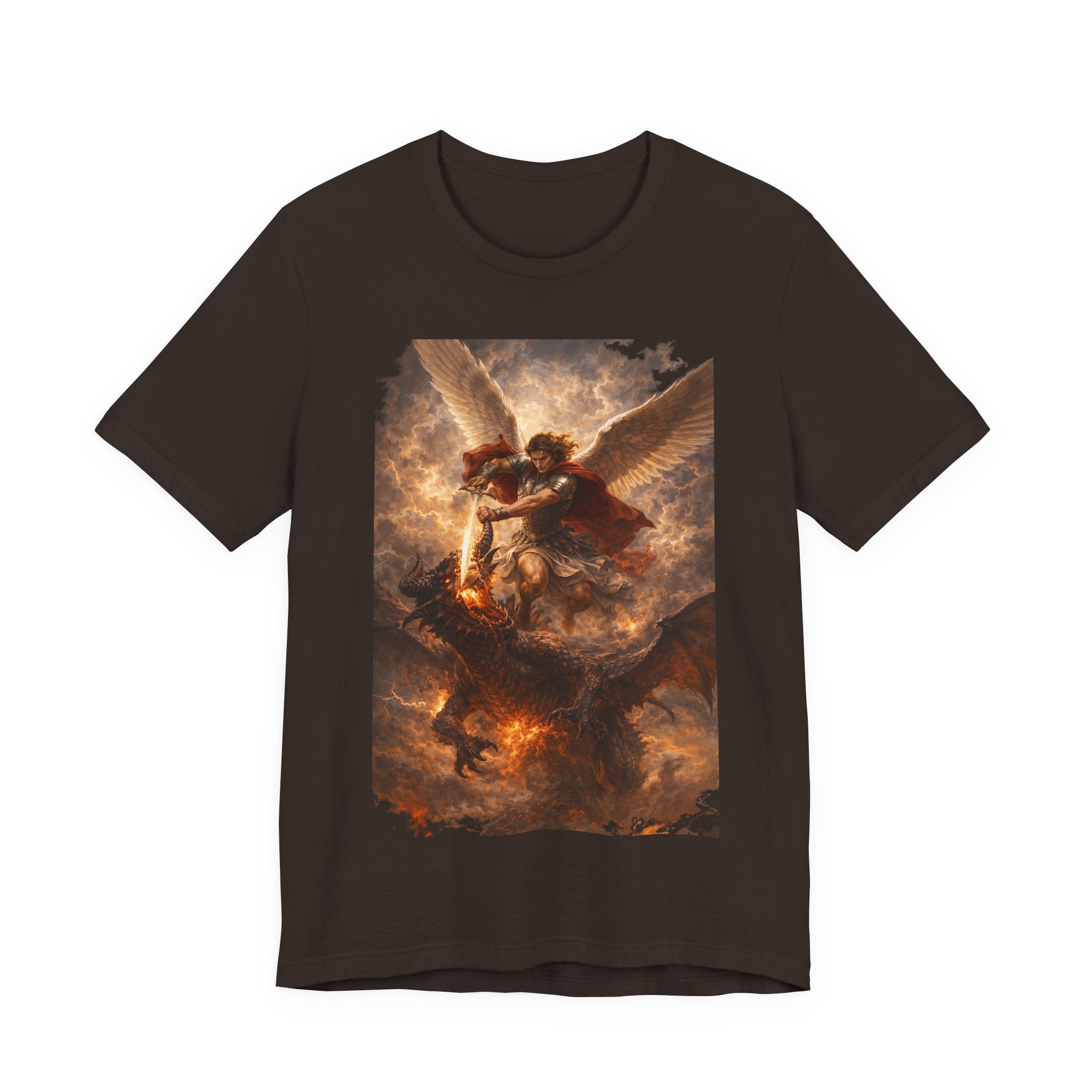 Michael and his angels fought against the dragon Revelation 12:7 Tee — Spiritual Battle Winged Art T-Shirt