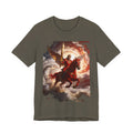 The red horse from Revelation 6:3-4-Winged Knight Riding Red Horse Graphic Tee — Warrior T-Shirt