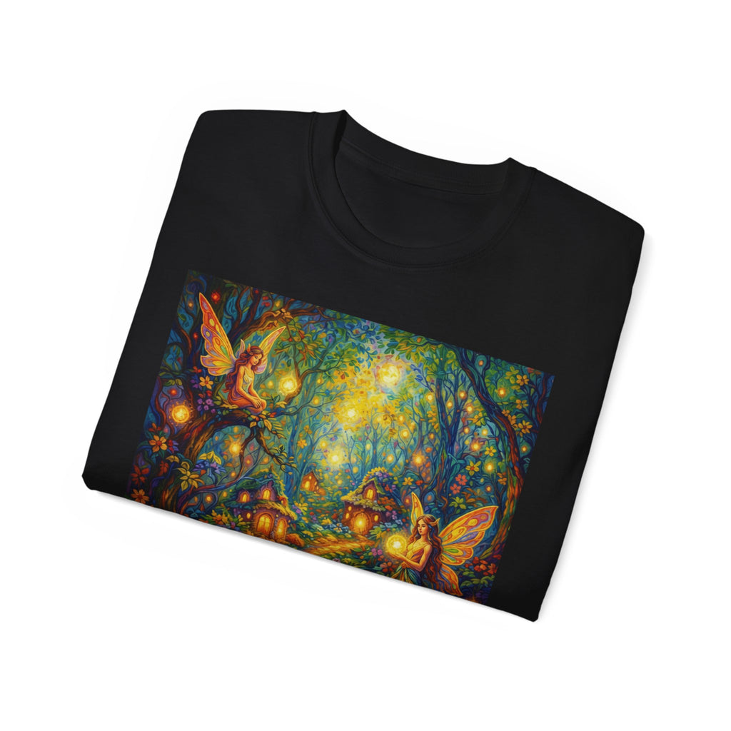 Fairy Forest Cotton T-Shirt — Enchanted Night Path Magic Tee