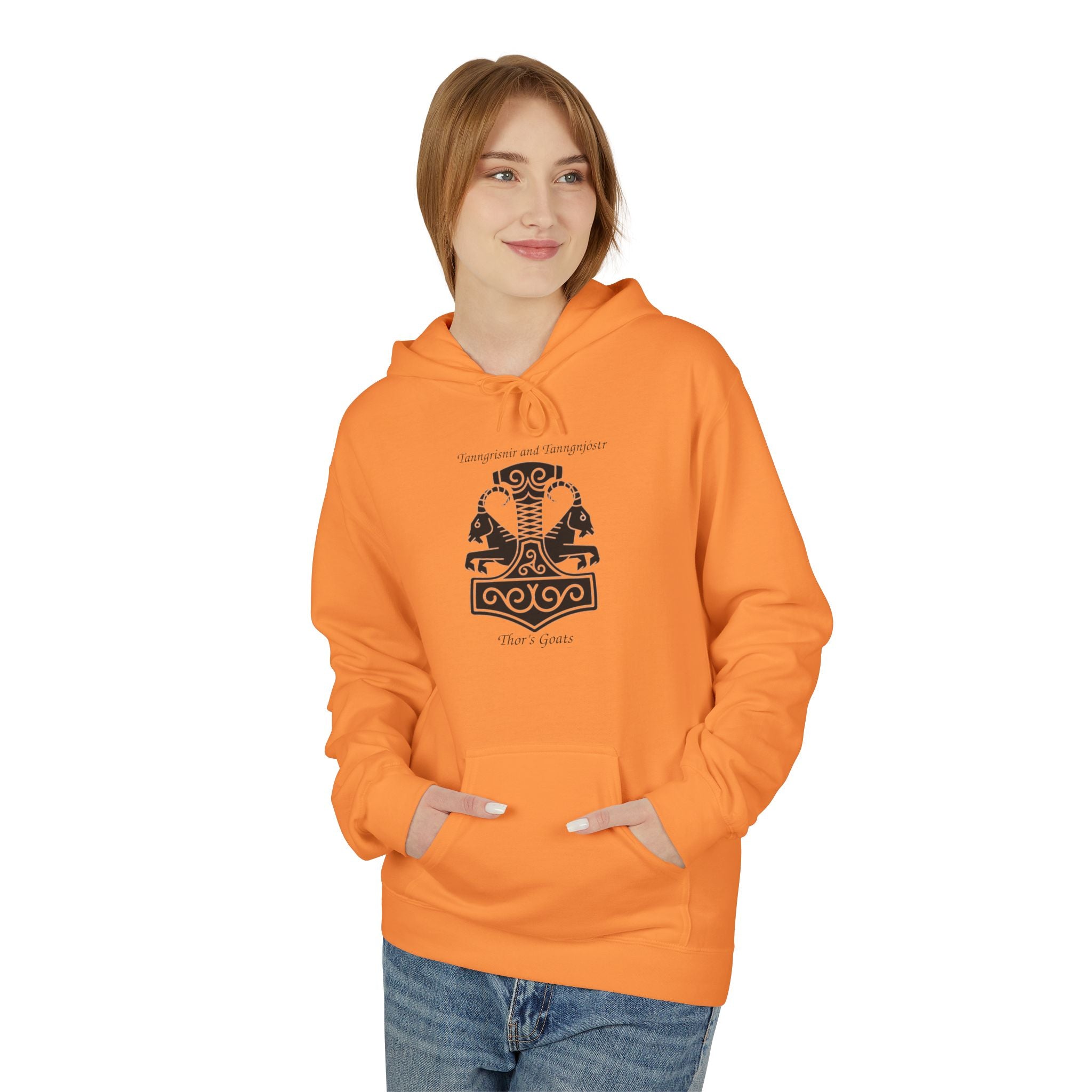 Tanngrisnir and Tanngnjóstr Thors Goats-Viking Shield Rune Hoodie — Norse Crest Graphic Pullover