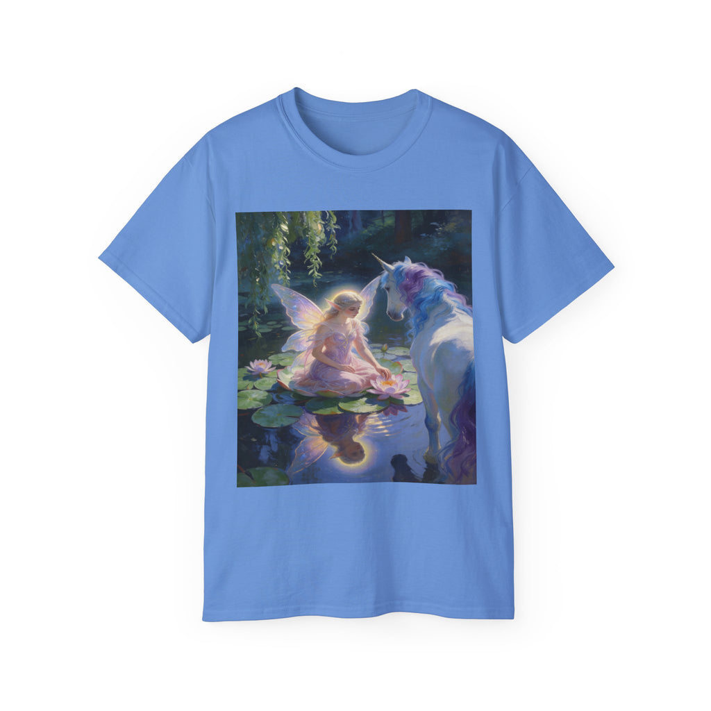 Fairy and Unicorn Cotton Tee — Enchanted Forest Fantasy T-Shirt