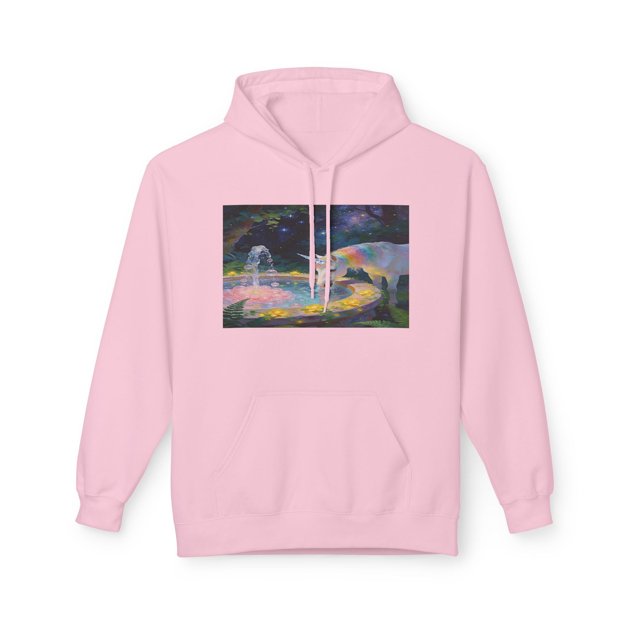 Aurora Bear & Fountain Hoodie — Dreamy Watercolor Wildlife Pullover