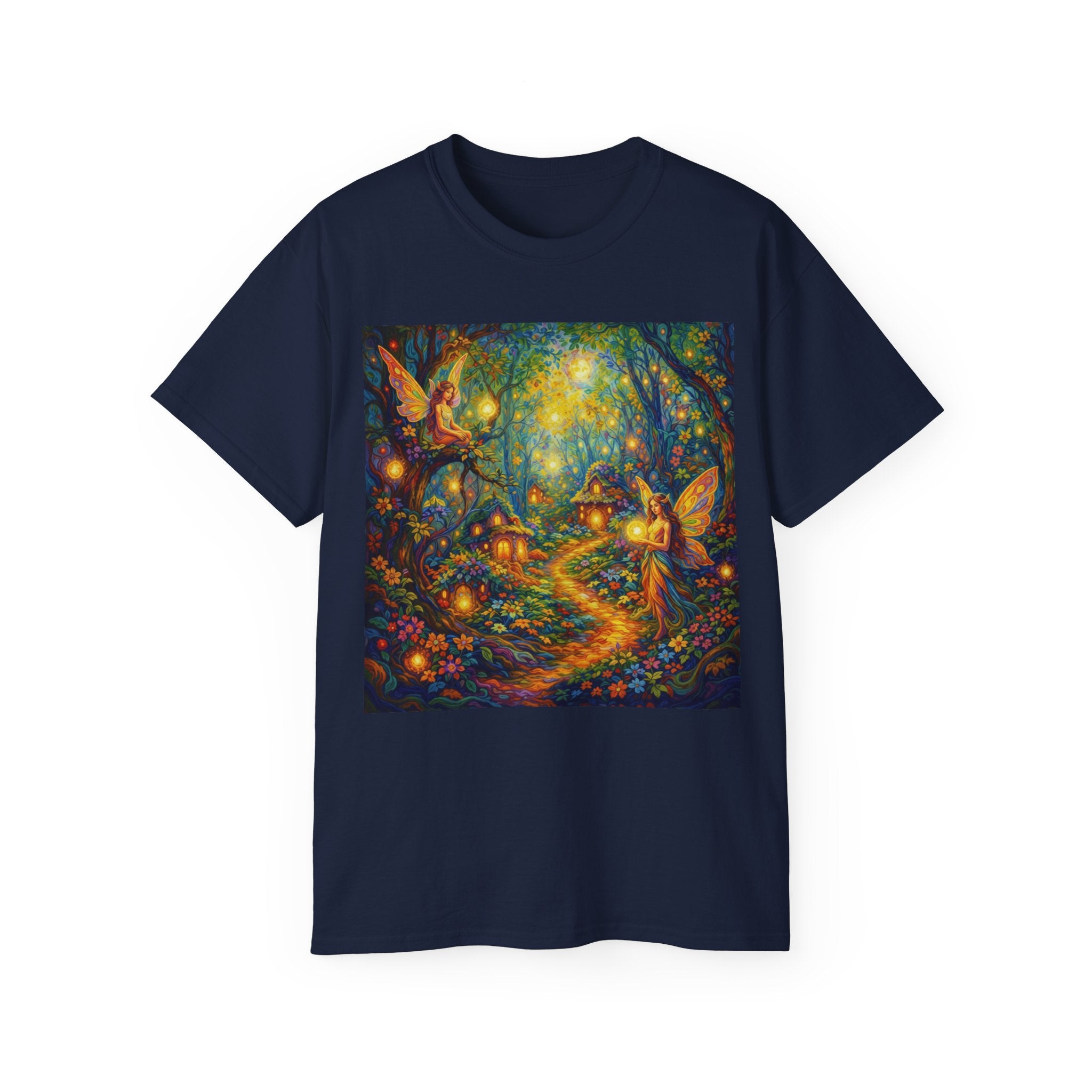 Fairy Forest Cotton T-Shirt — Enchanted Night Path Magic Tee