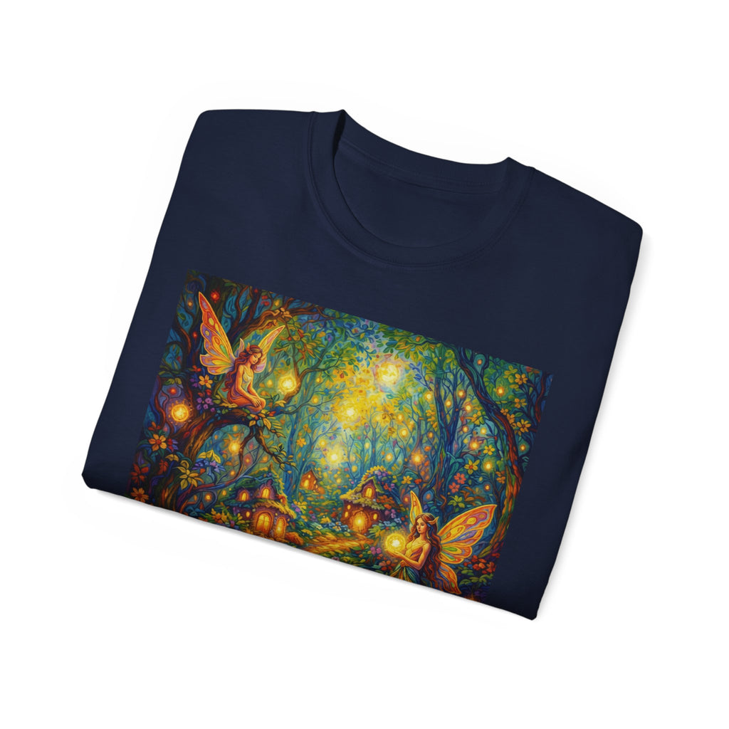 Fairy Forest Cotton T-Shirt — Enchanted Night Path Magic Tee