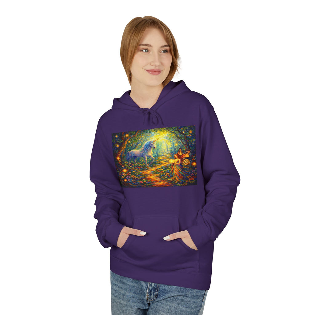 Unicorn Fairy cotton Hoodie — Surreal Planet & Stars Art Pullover