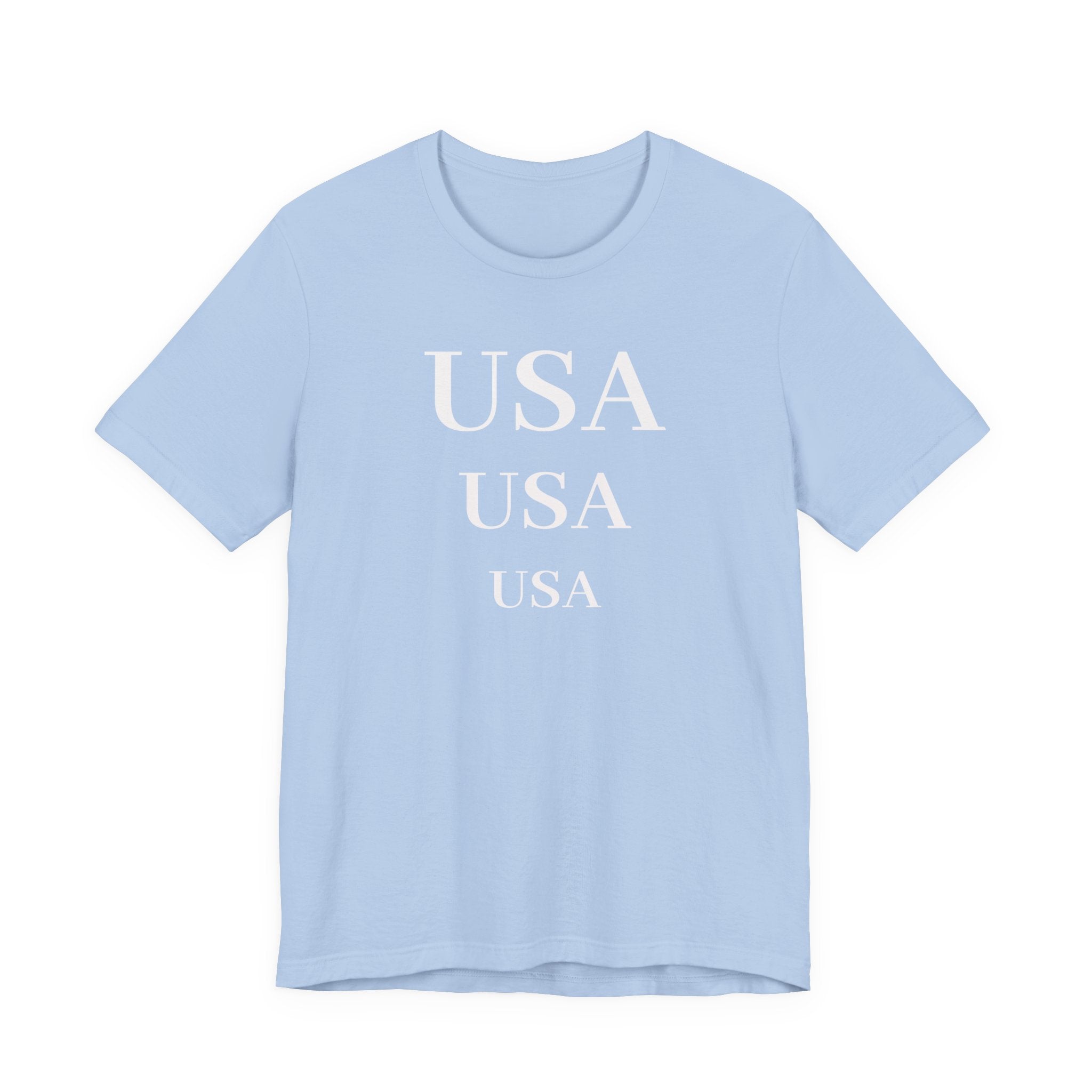 USA Repeat Text T‑Shirt — Patriotic Graphic Tee for 4th of July