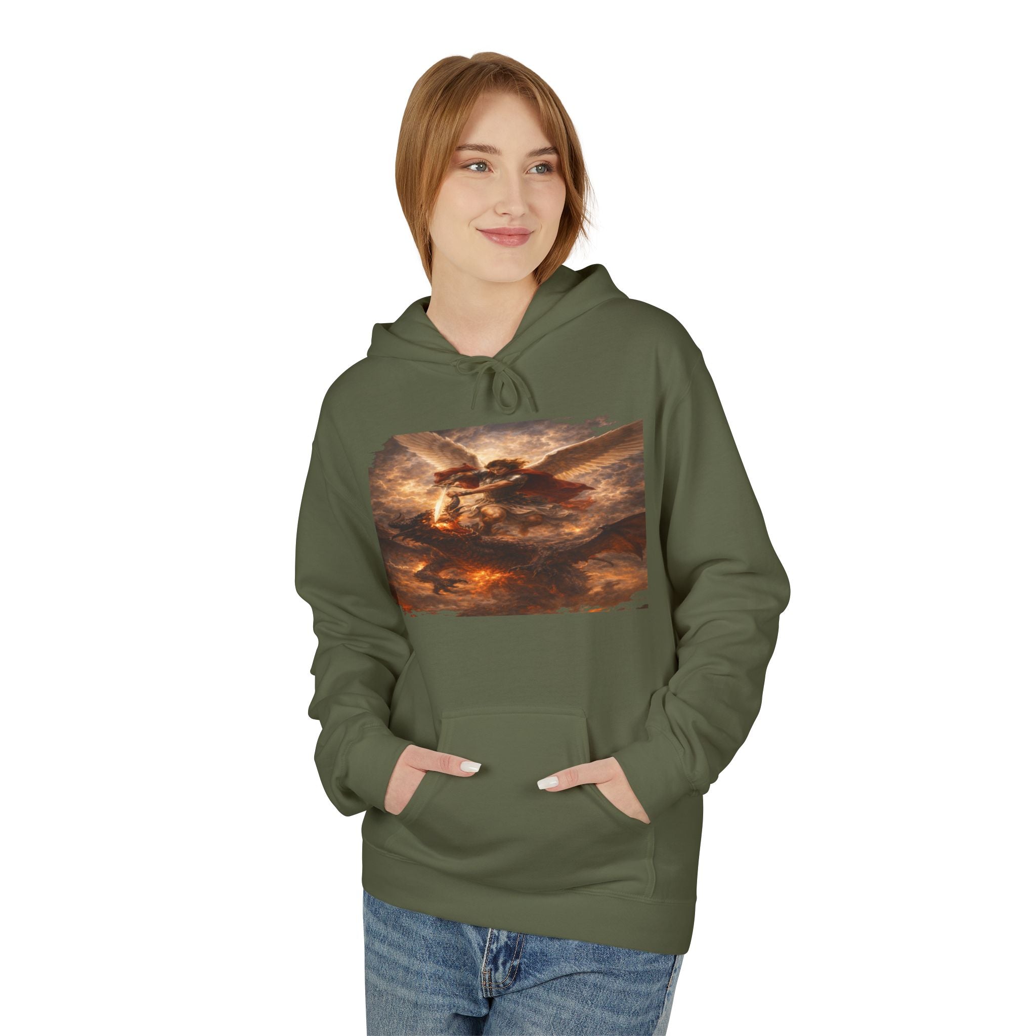 Revelation 12:7-12, where Michael and his angels battle the dragon in heaven- Pullover