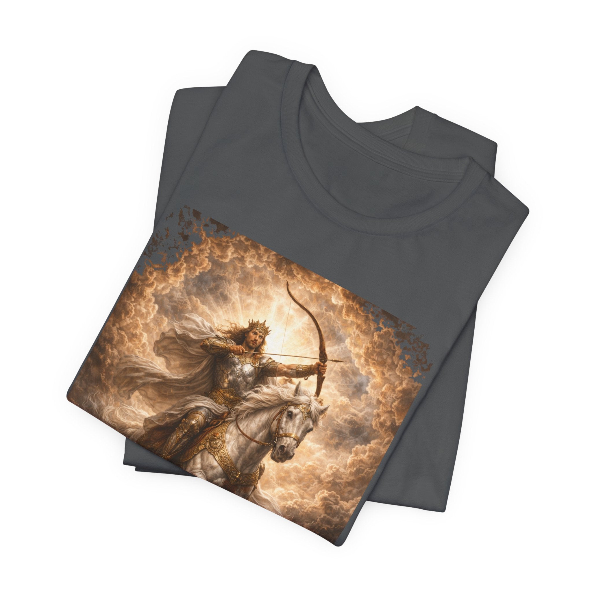 The white horse from Revelation 6:1-2! T‑Shirt — "Conquer" Warrior Archer Graphic Tee